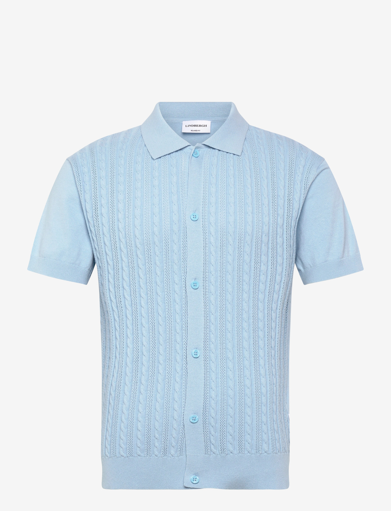 Lindbergh - Knitted S/S cable cardigan - kortærmede skjorter - sky blue - 1