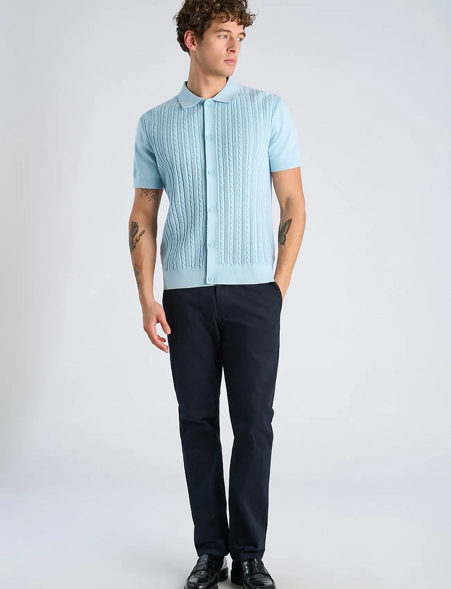 Lindbergh - Knitted S/S cable cardigan - kortærmede skjorter - sky blue - 0