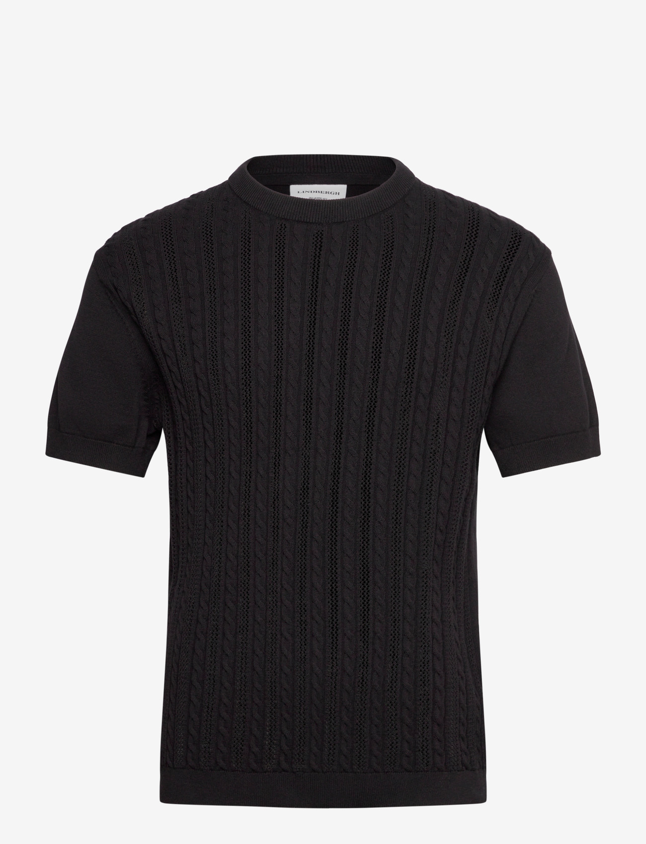 Lindbergh - Knitted S/S o-neck tee - stickade pikéer - black - 0