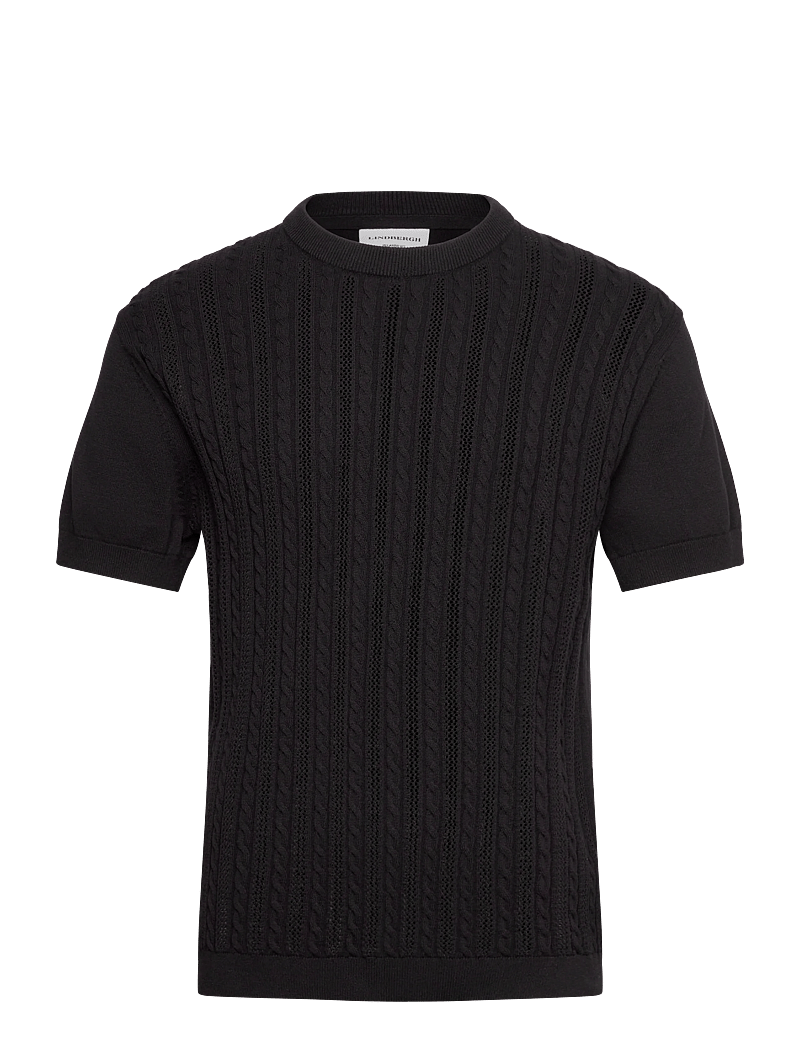 Lindbergh - Knitted S/S o-neck tee - stickade pikéer - black - 0
