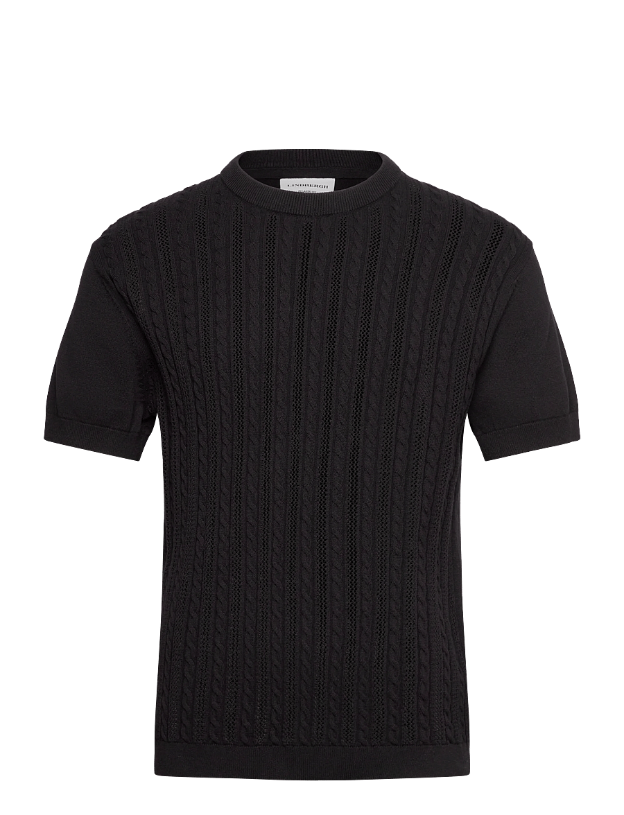 Lindbergh - Knitted S/S o-neck tee - gestrickte polohemden - black - 1