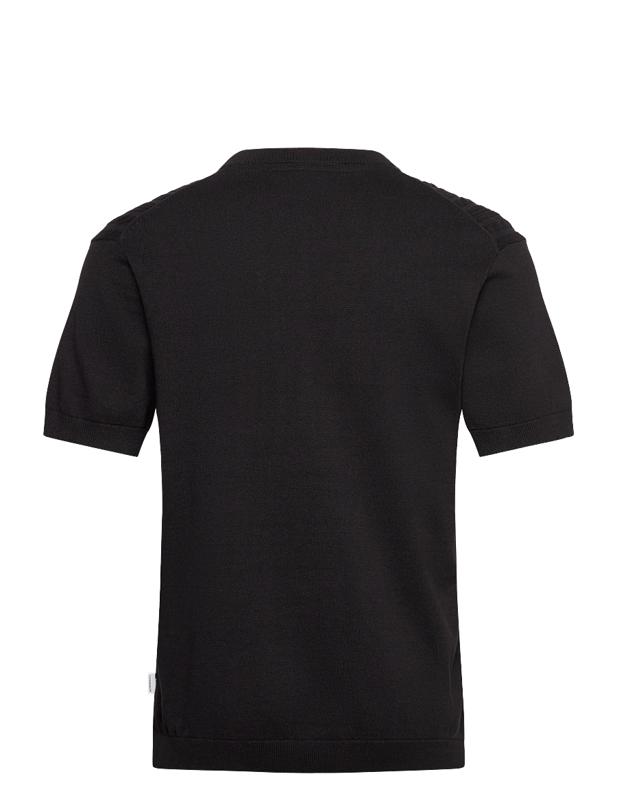 Lindbergh - Knitted S/S o-neck tee - gestrickte polohemden - black - 2