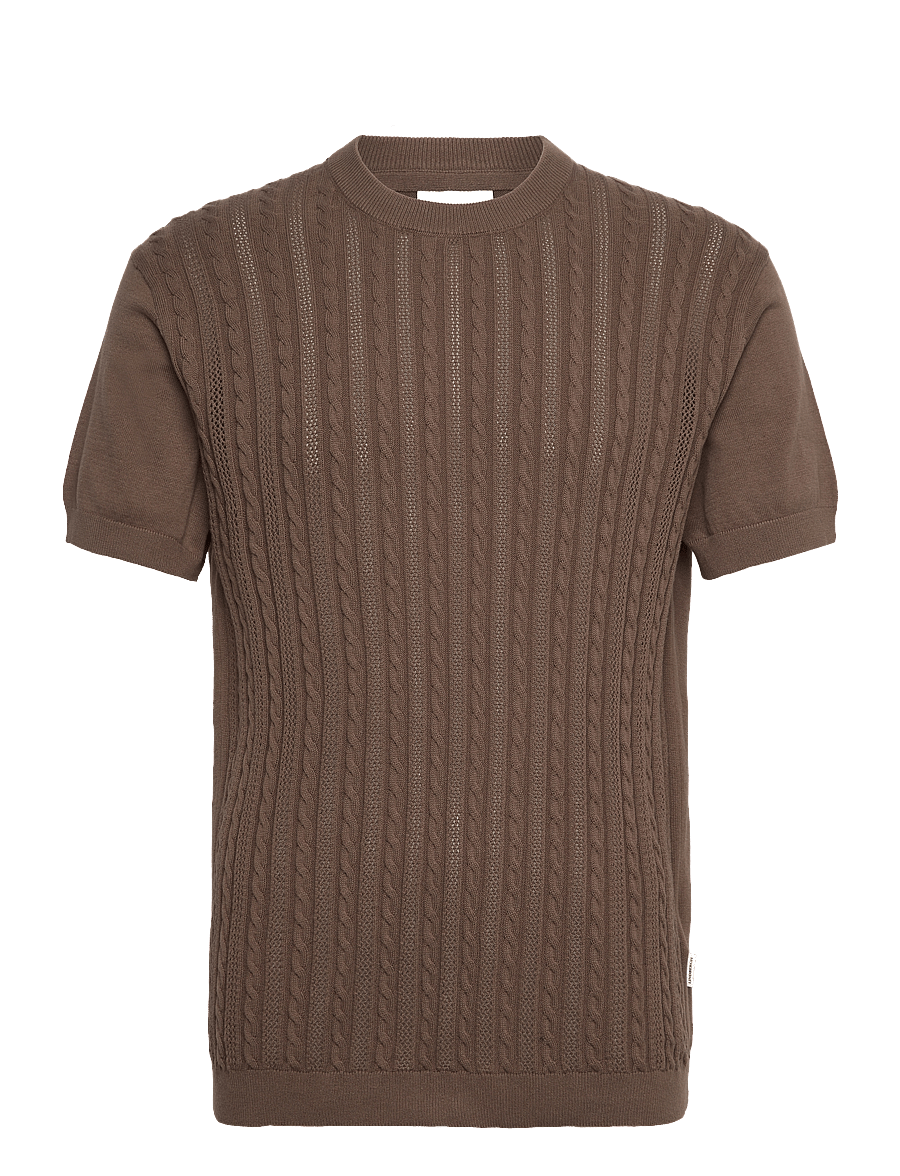Lindbergh - Knitted S/S o-neck tee - gestrickte polohemden - dk stone - 1