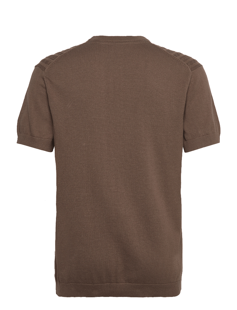 Lindbergh - Knitted S/S o-neck tee - stickade pikéer - dk stone - 2