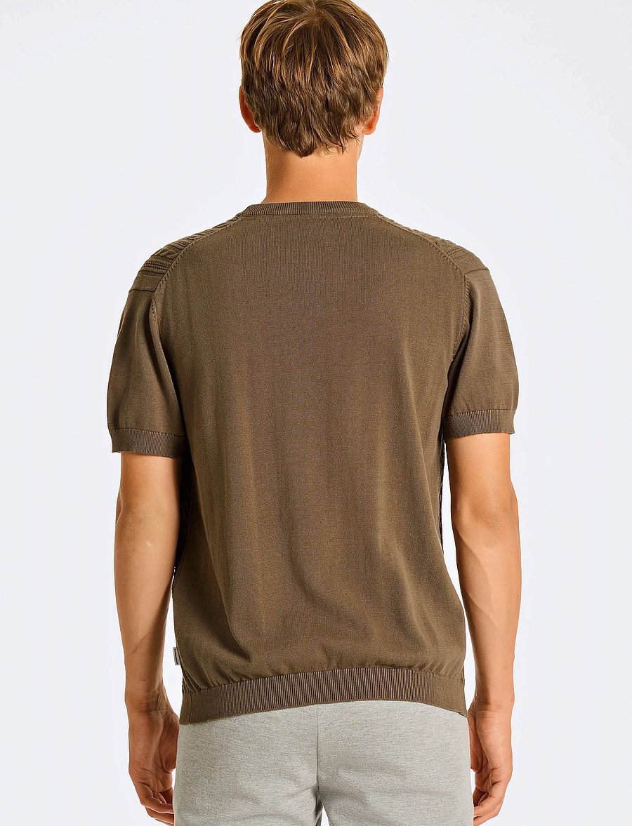 Lindbergh - Knitted S/S o-neck tee - gestrickte polohemden - dk stone - 3