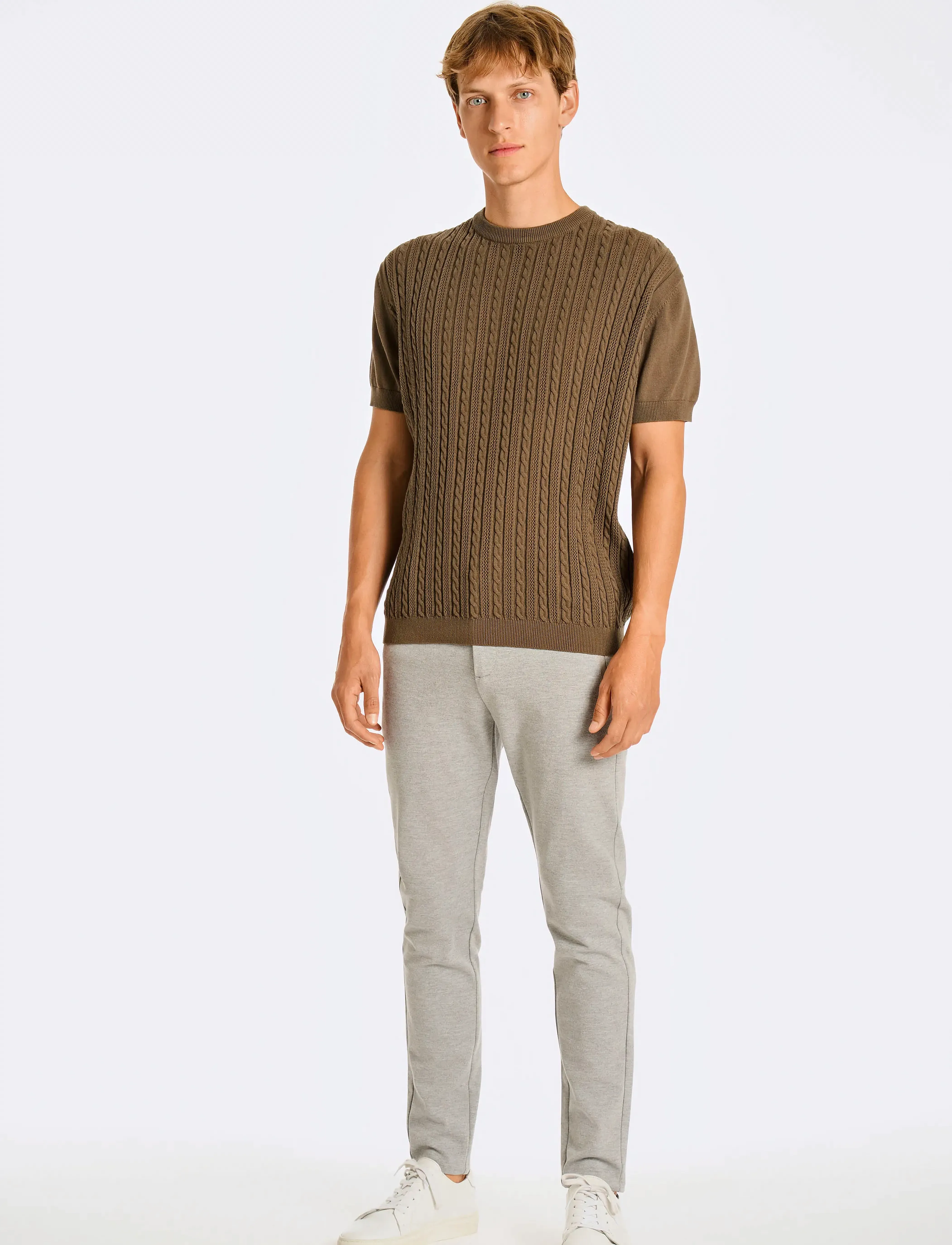 Lindbergh - Knitted S/S o-neck tee - gestrickte polohemden - dk stone - 4