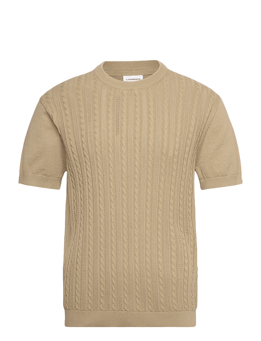 Lindbergh - Knitted S/S o-neck tee - polos en tricot - dusty green - 1