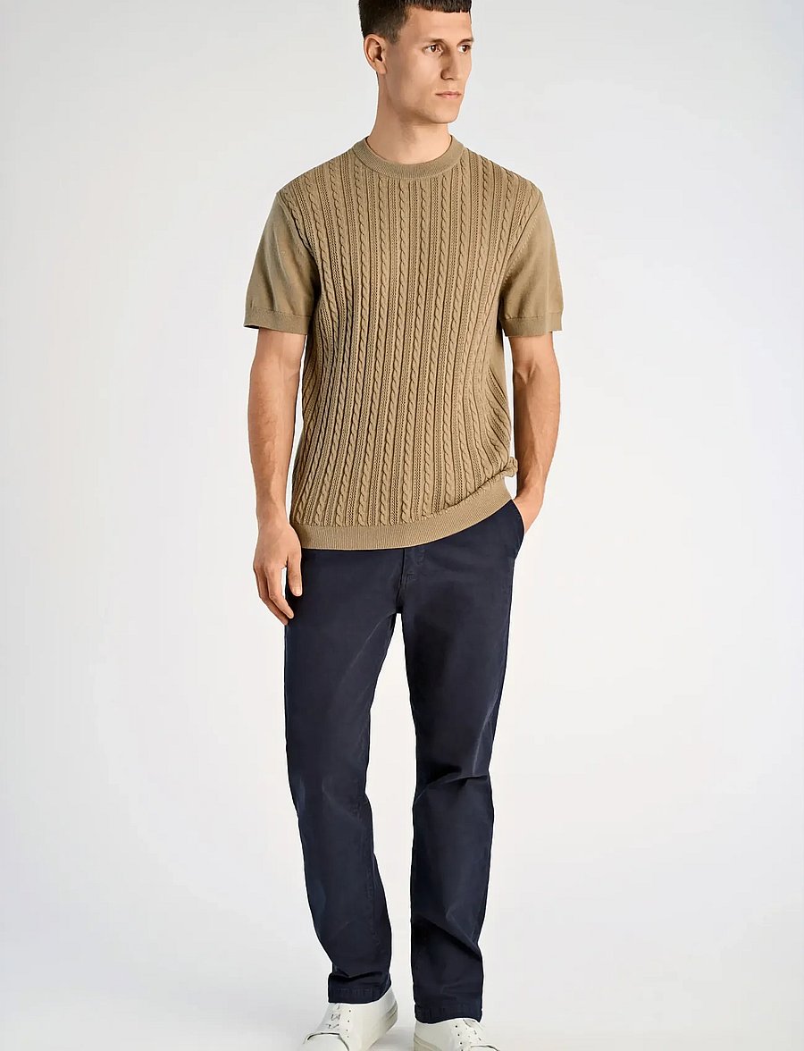 Lindbergh - Knitted S/S o-neck tee - polos en tricot - dusty green - 0