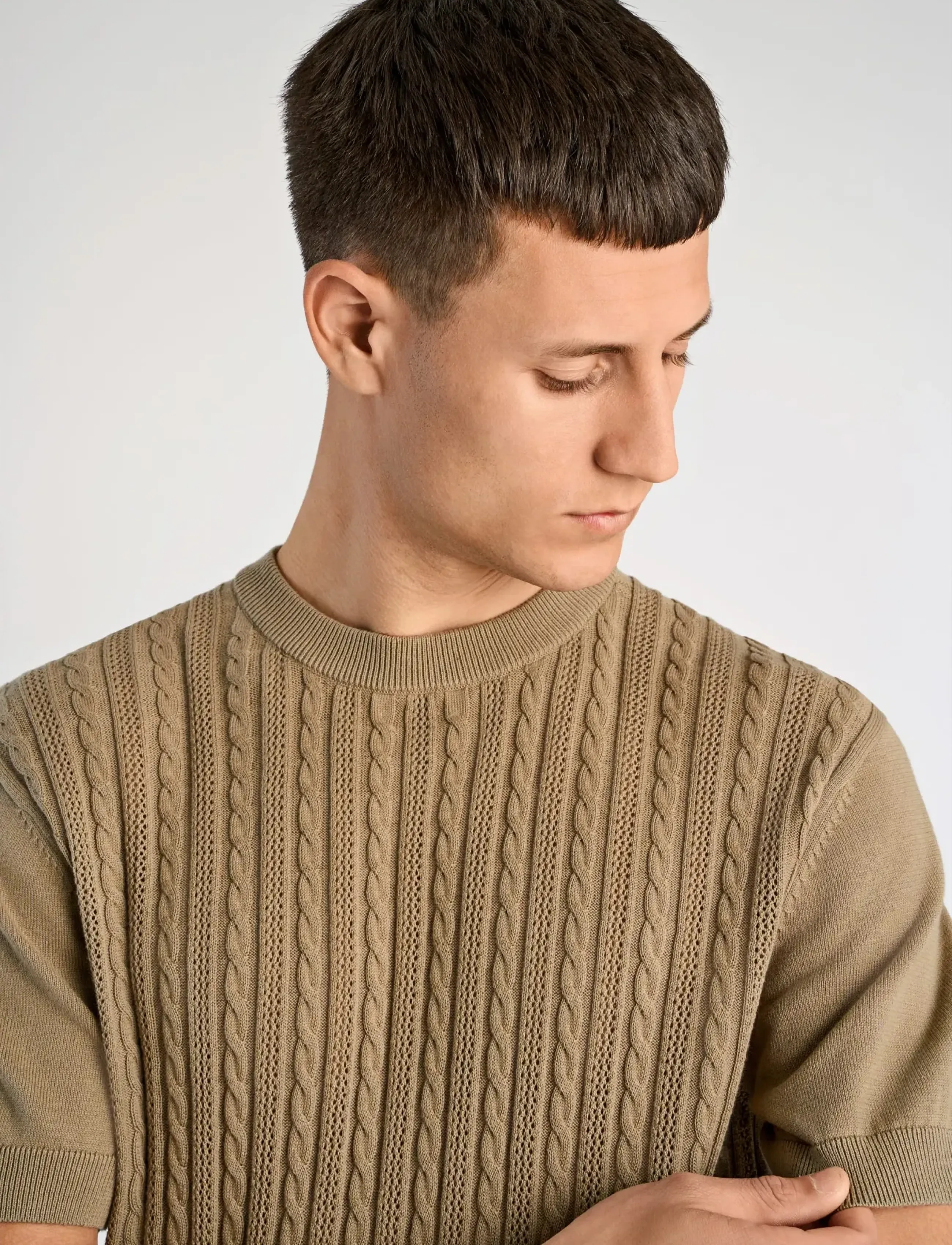 Lindbergh - Knitted S/S o-neck tee - knitted polos - dusty green - 5