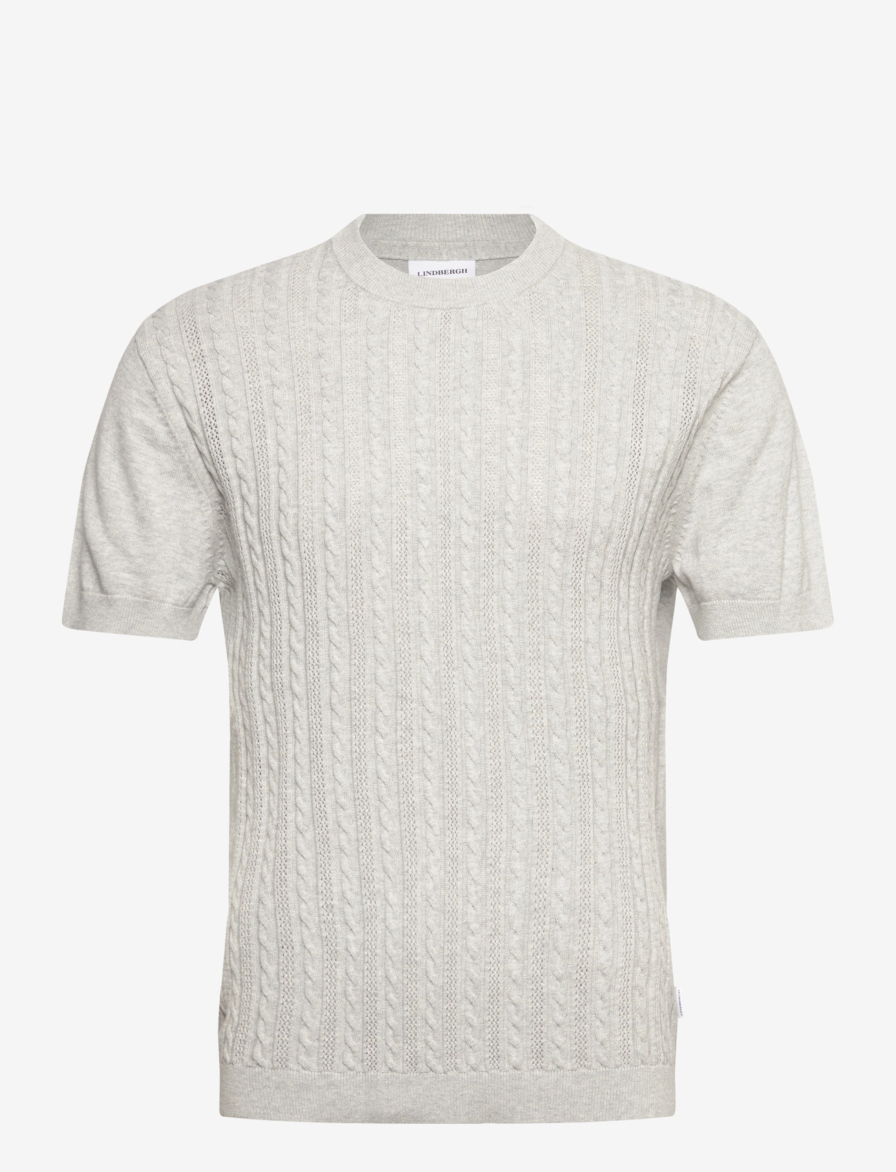 Lindbergh - Knitted S/S o-neck tee - kootud polosärgid - grey mel - 1