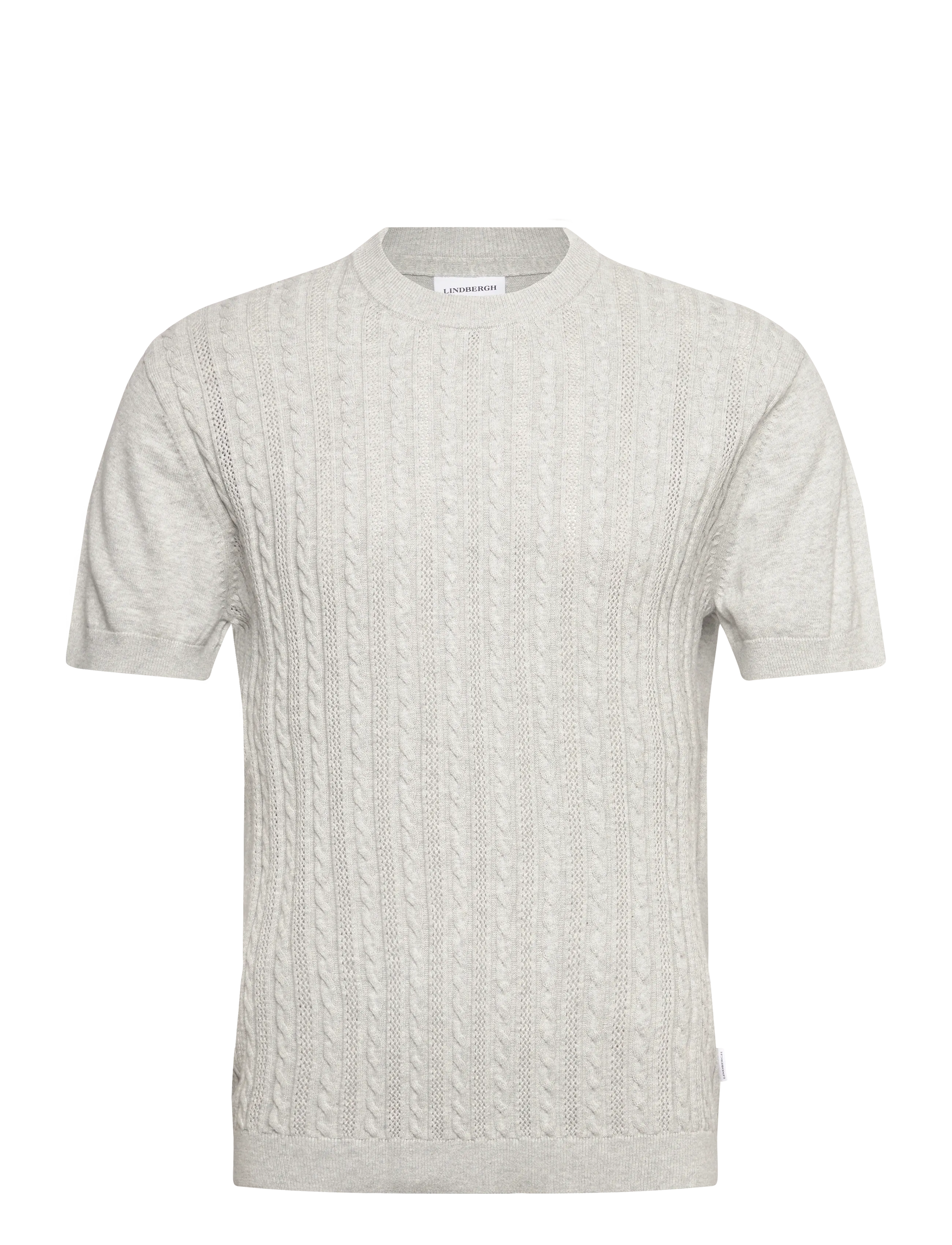 Lindbergh Knitted S/S o-neck tee - T-shirts - GREY MEL / grey