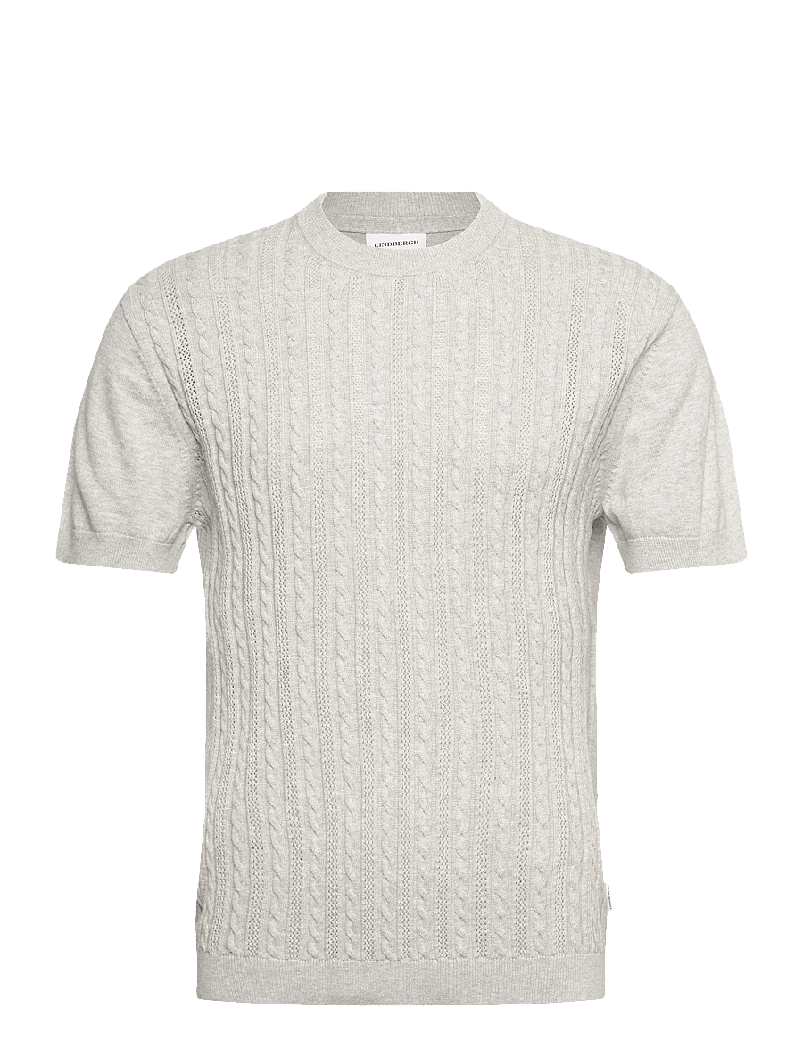 Lindbergh - Knitted S/S o-neck tee - gestrickte polohemden - grey mel - 1