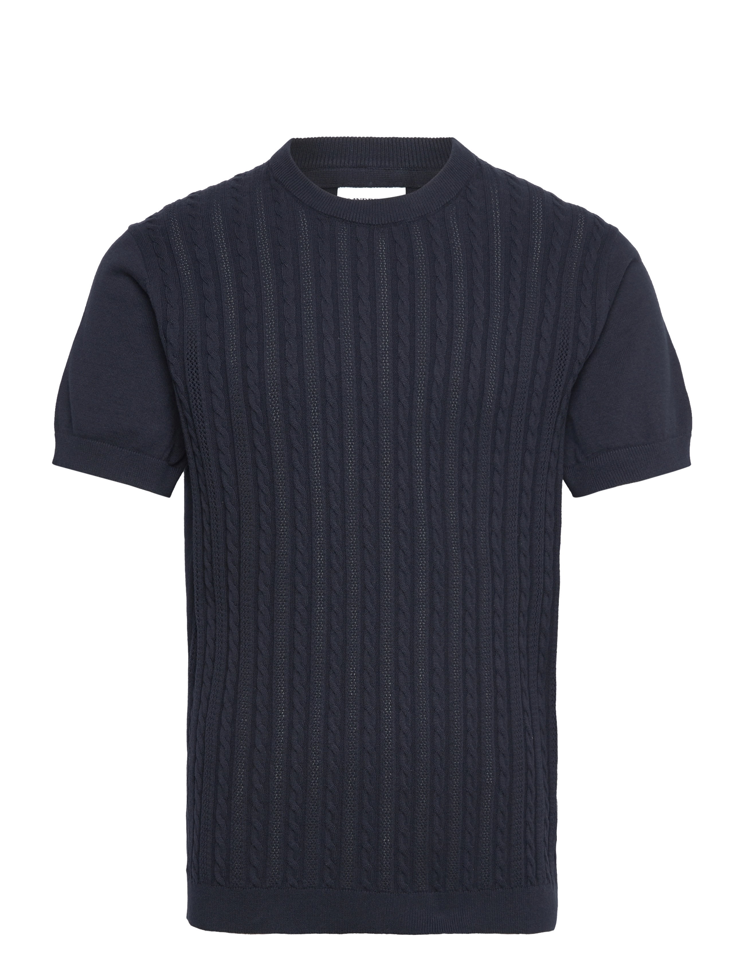 Lindbergh Knitted S/S o-neck tee - T-shirts - NAVY / navy