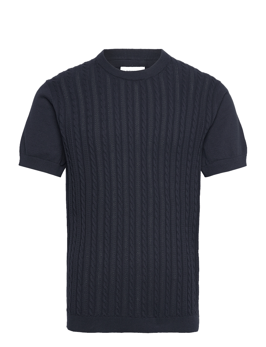 Lindbergh - Knitted S/S o-neck tee - gestrickte polohemden - navy - 1