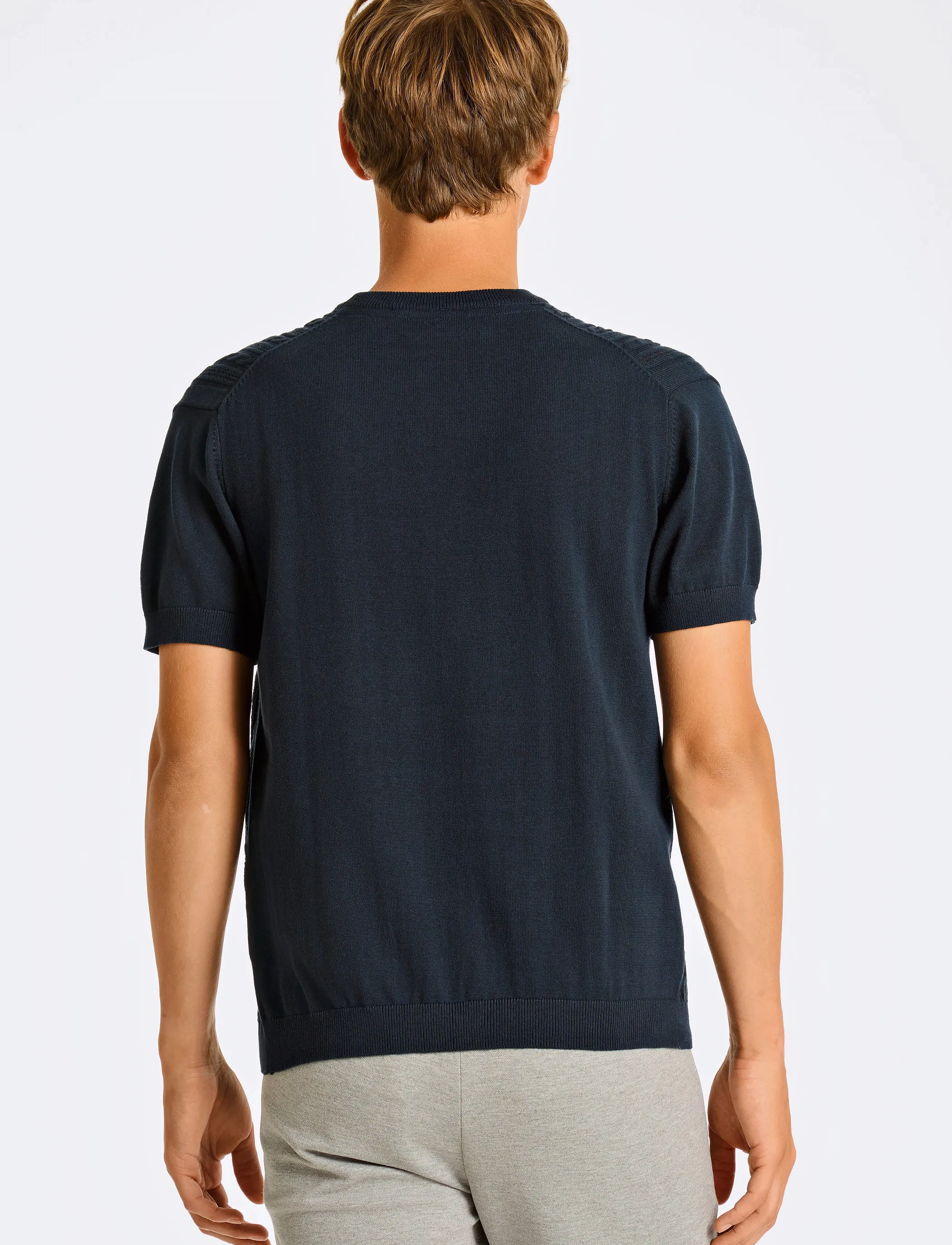 Lindbergh - Knitted S/S o-neck tee - geweven polo's - navy - 3