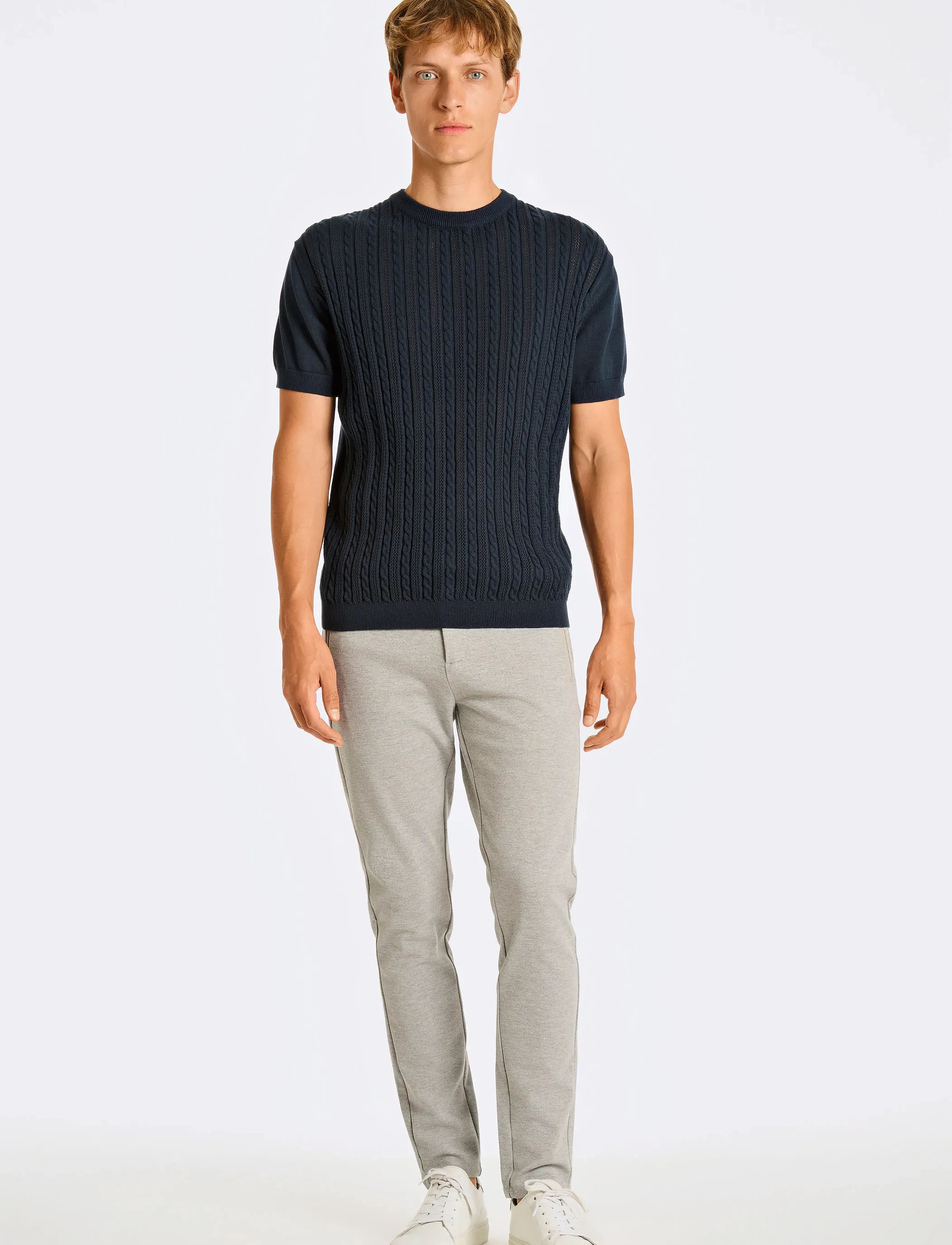 Lindbergh - Knitted S/S o-neck tee - geweven polo's - navy - 4