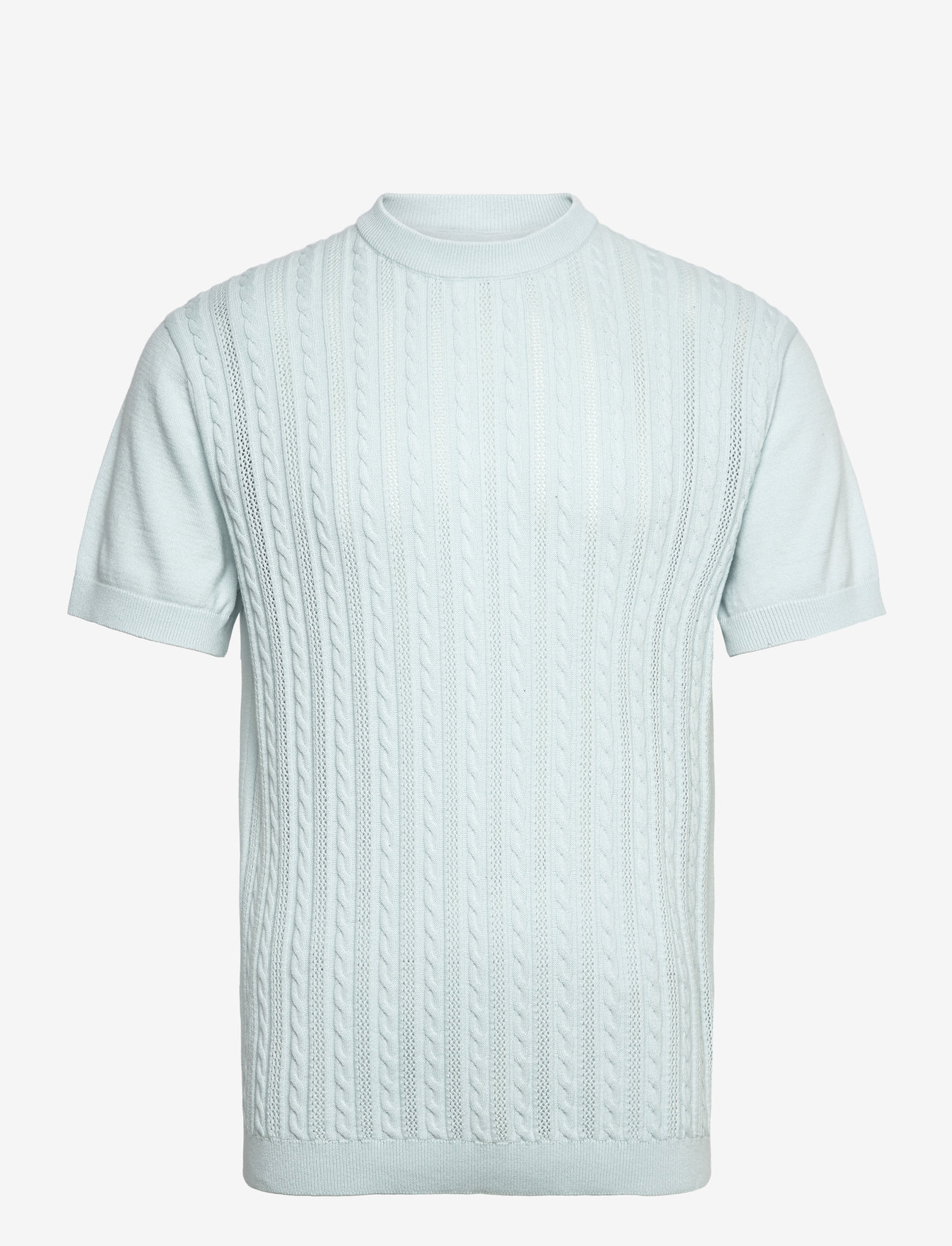 Lindbergh - Knitted S/S o-neck tee - trikotažiniai polo marškinėliai - pastel blue - 1