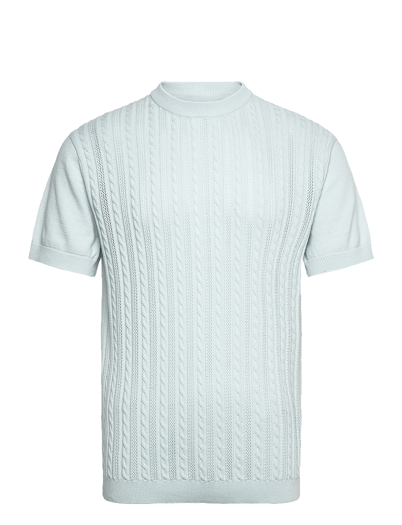 Lindbergh - Knitted S/S o-neck tee - trikotažiniai polo marškinėliai - pastel blue - 1