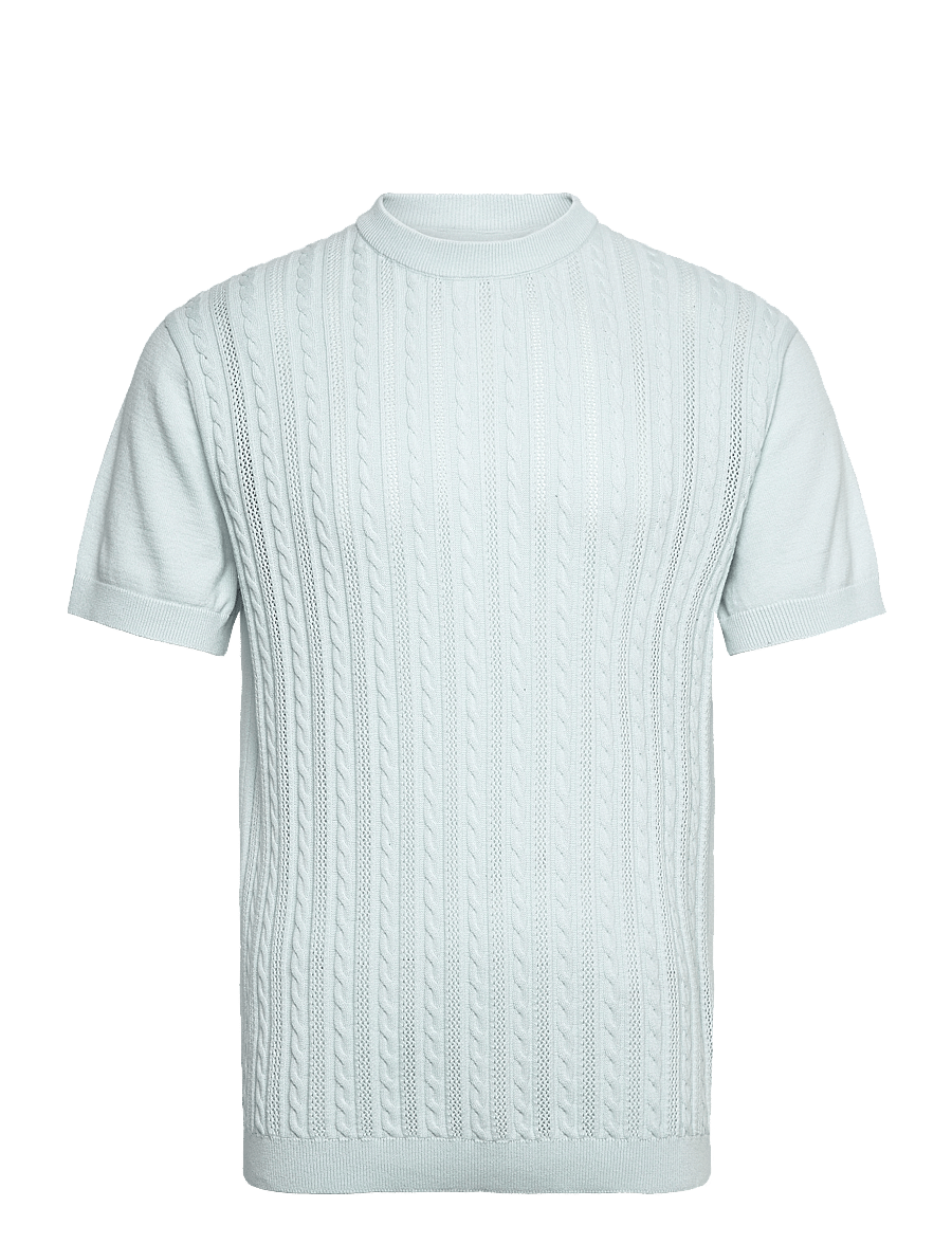 Lindbergh - Knitted S/S o-neck tee - polostrik - pastel blue - 1