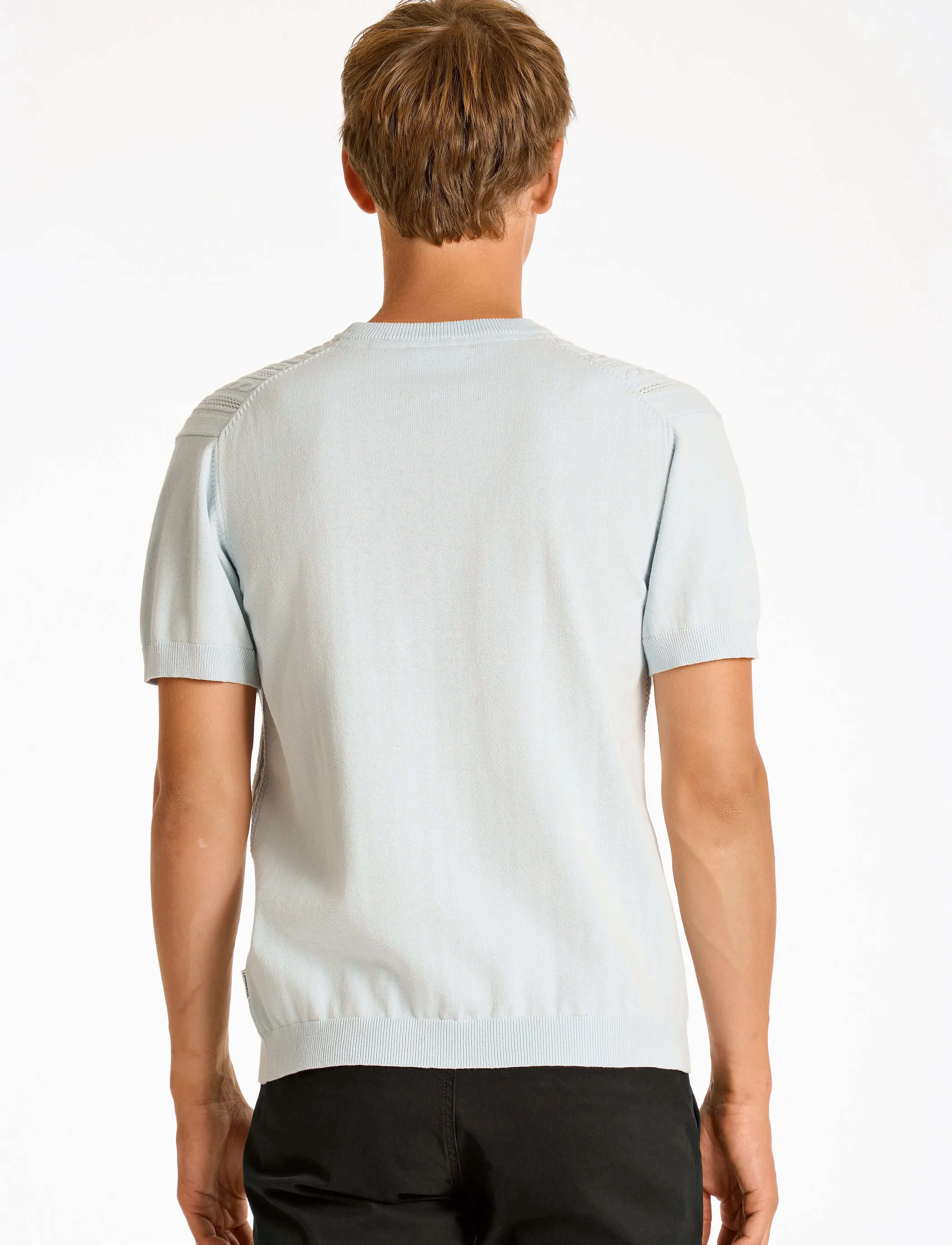 Lindbergh - Knitted S/S o-neck tee - polostrik - pastel blue - 3