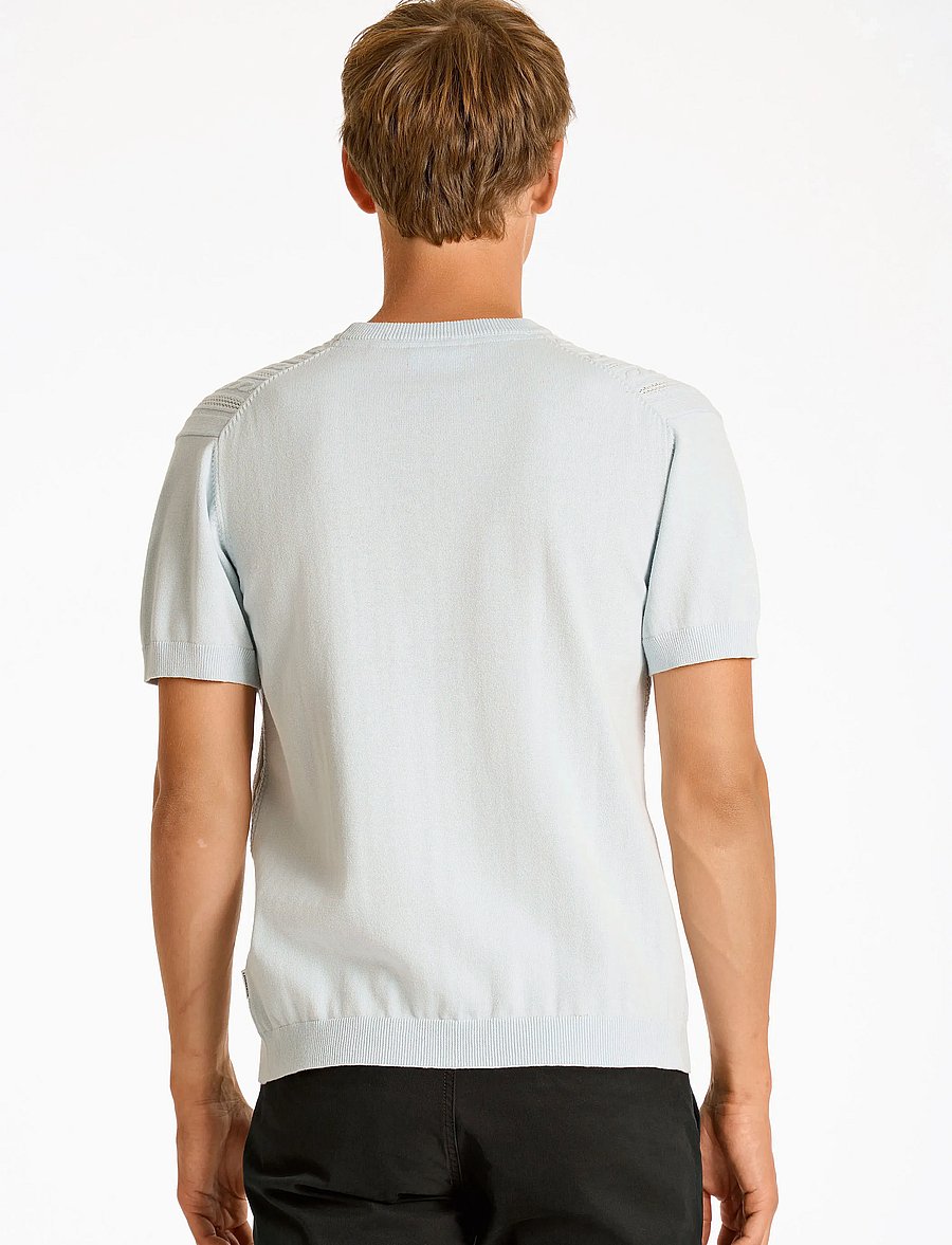 Lindbergh - Knitted S/S o-neck tee - polostrik - pastel blue - 3