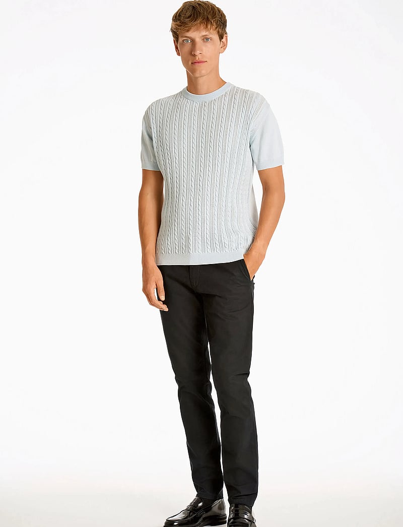 Lindbergh - Knitted S/S o-neck tee - trikotažiniai polo marškinėliai - pastel blue - 4