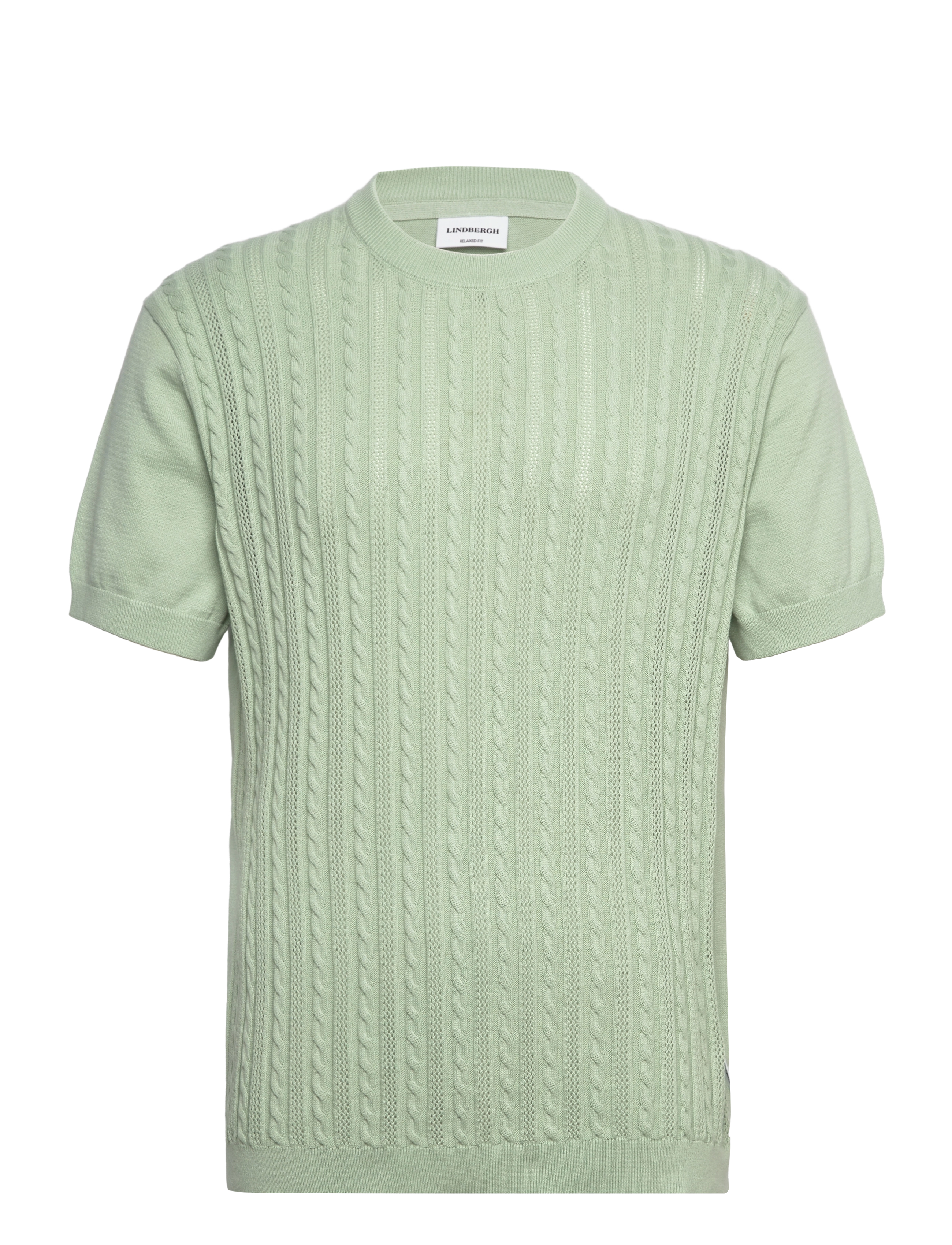 Lindbergh Knitted S/S o-neck tee - Strik - PASTEL GREEN / green