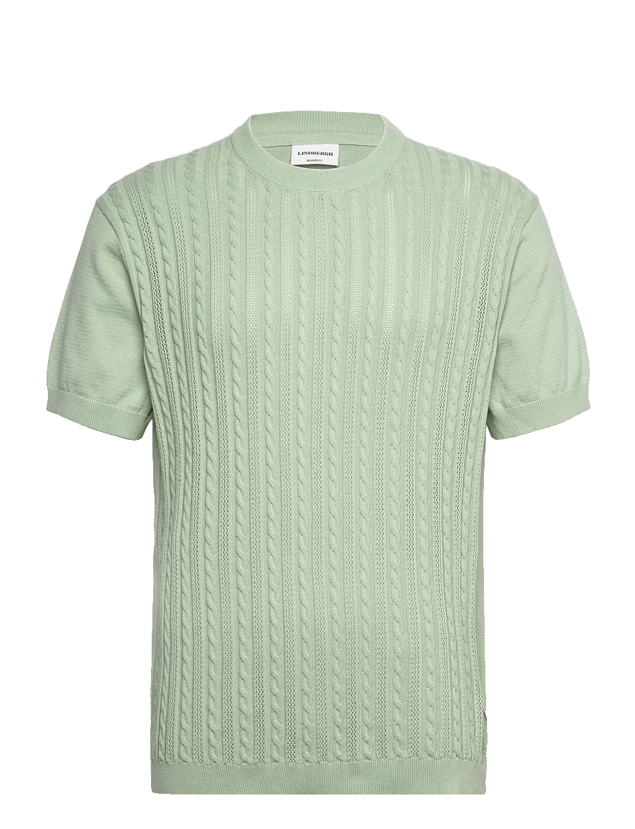 Lindbergh - Knitted S/S o-neck tee - gestrickte polohemden - pastel green - 1