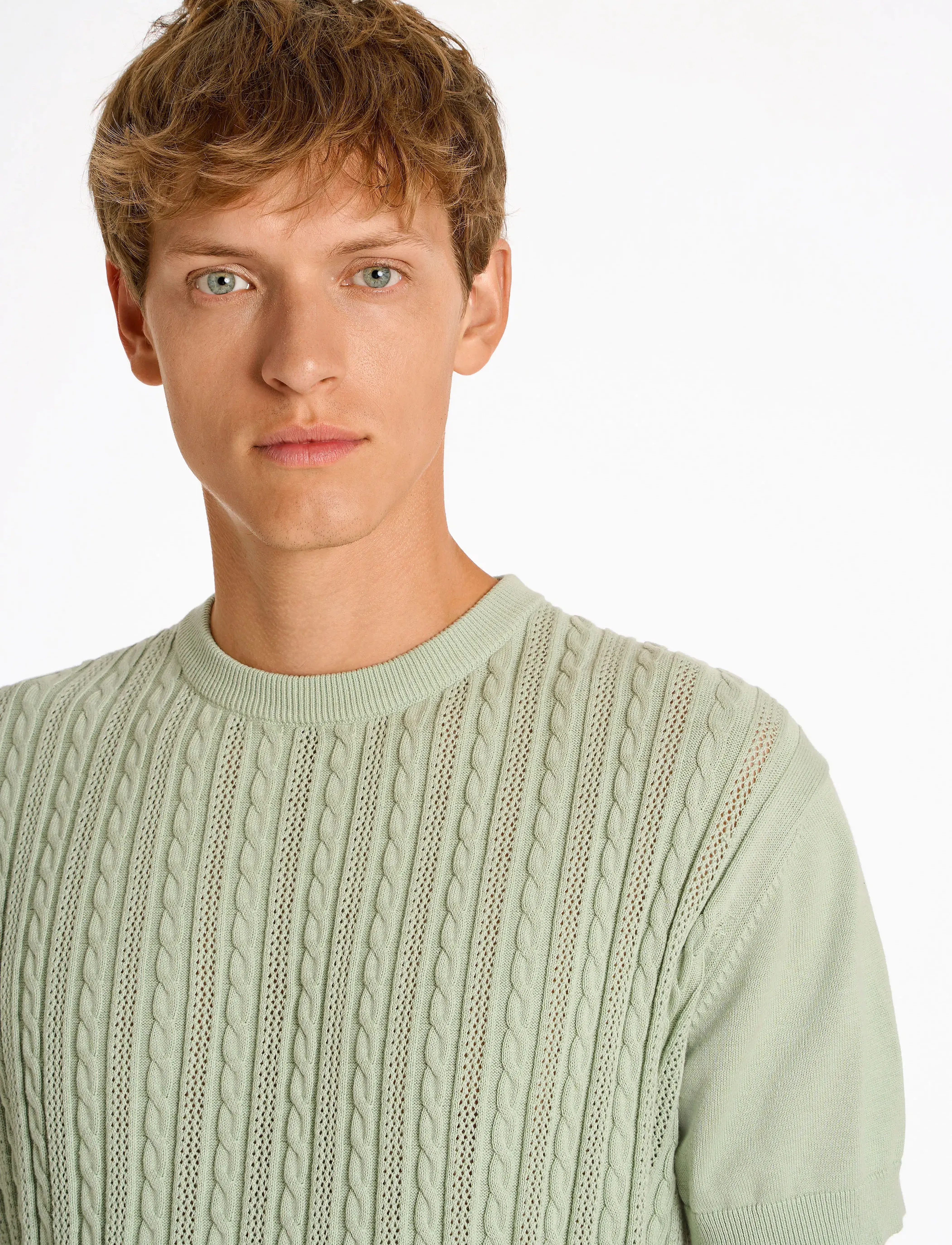 Lindbergh - Knitted S/S o-neck tee - knitted polos - pastel green - 5