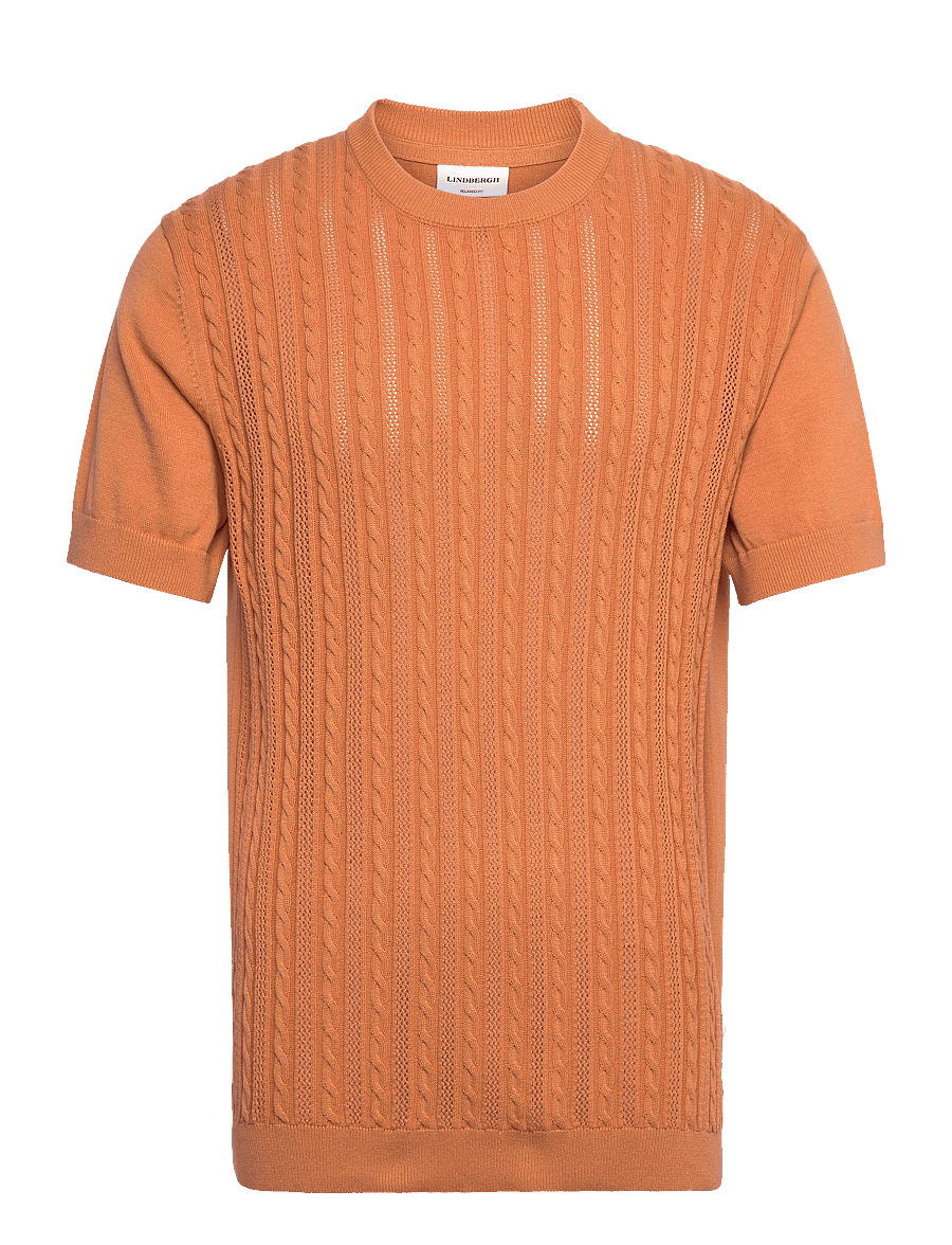 Lindbergh - Knitted S/S o-neck tee - polostrik - peach - 1