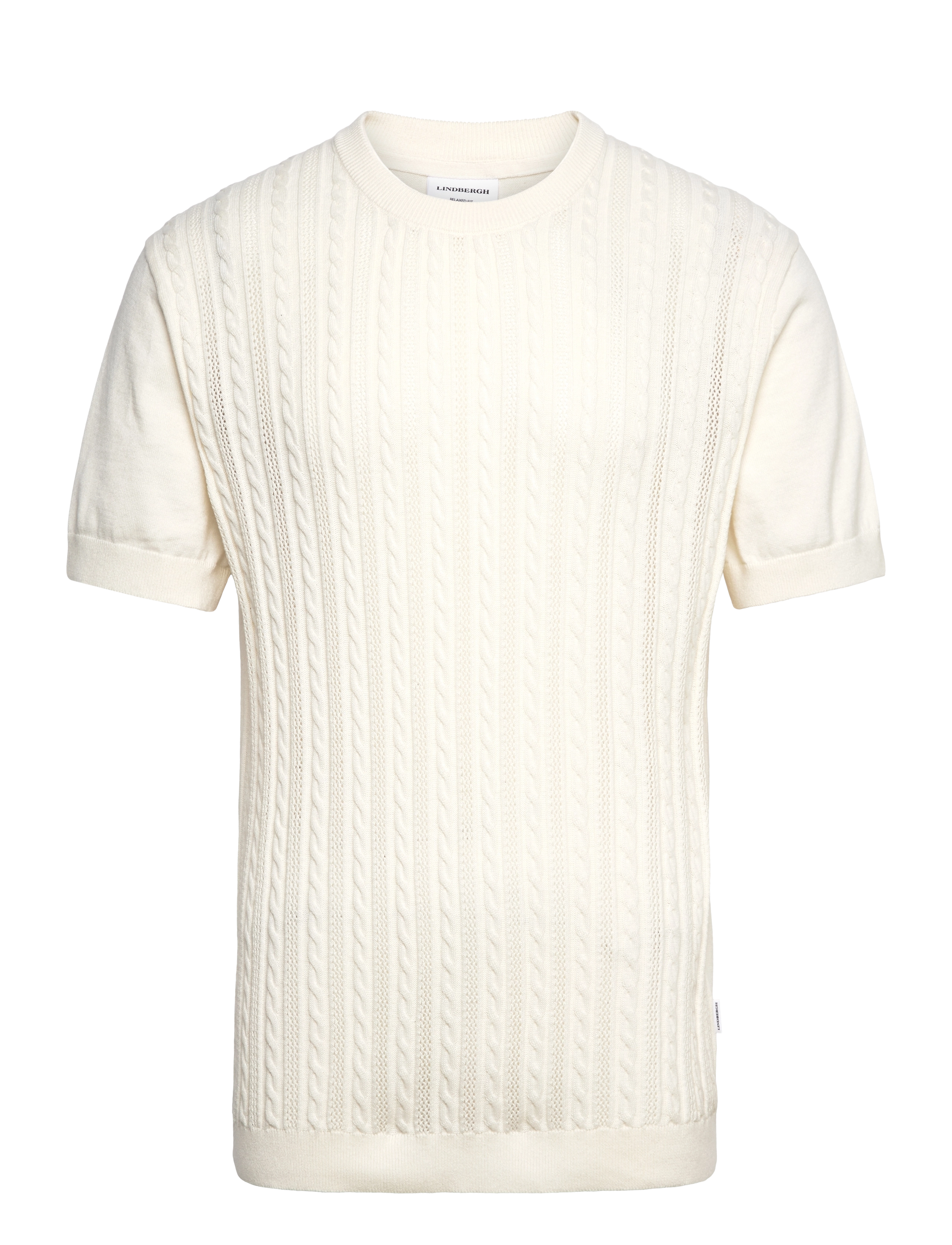 LINDBERGH Strick S/S O-Neck Tee Cream - XXL - Herren