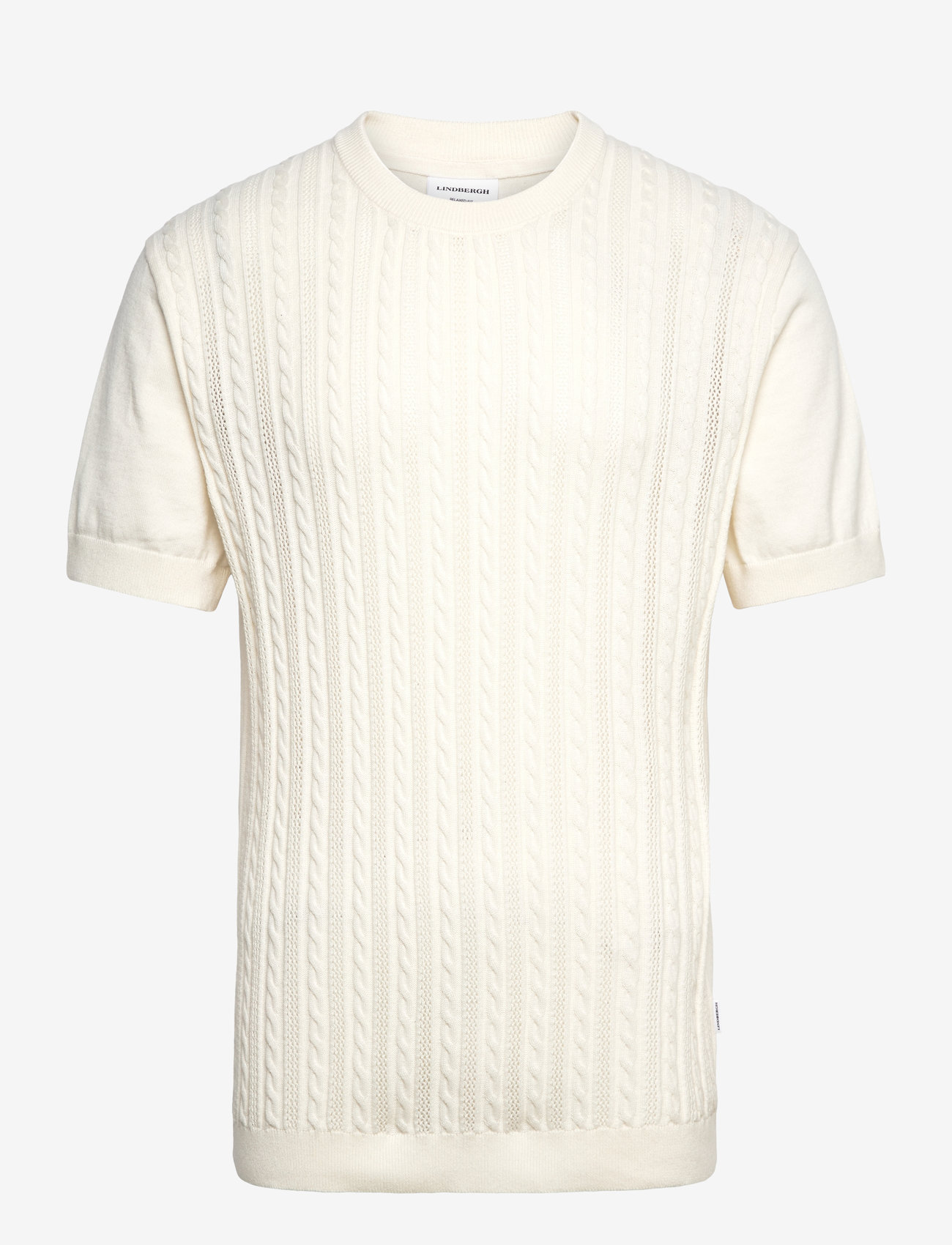 Lindbergh - Knitted S/S o-neck tee - stickade pikéer - pearl white - 1