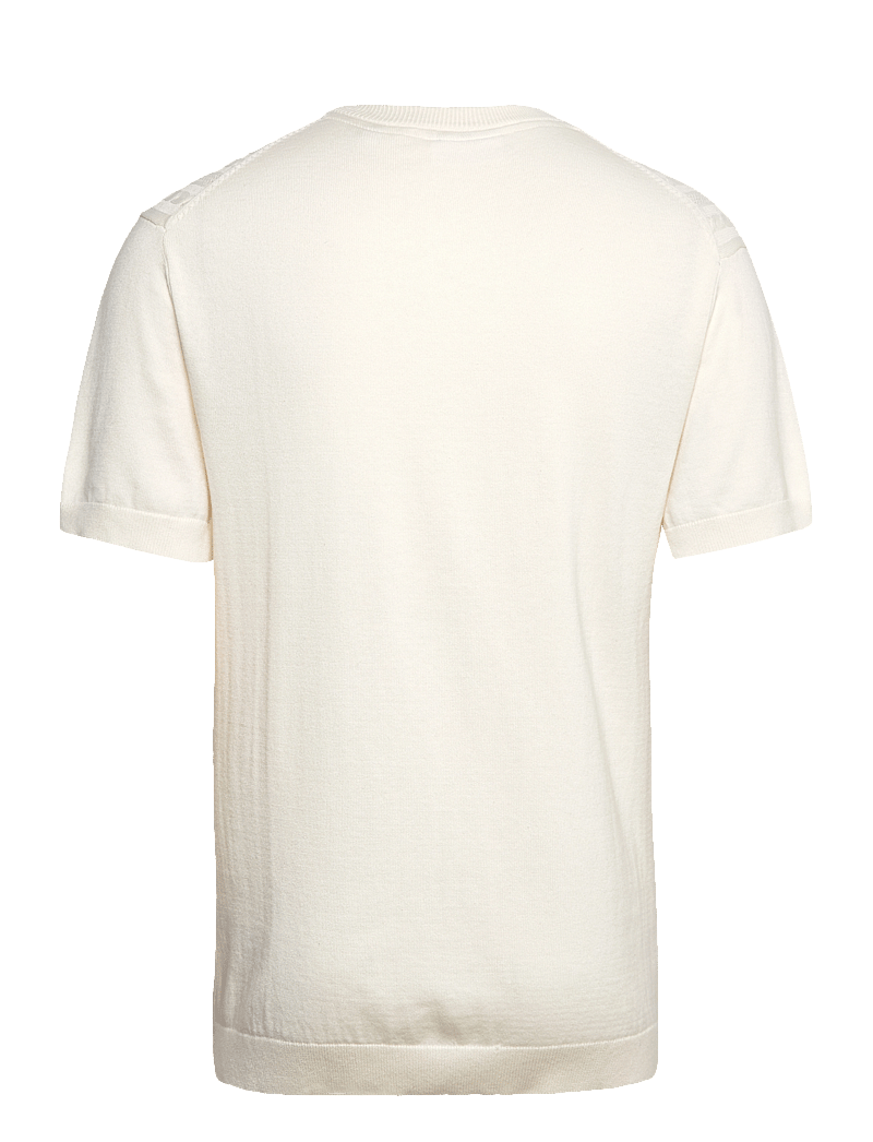 Lindbergh - Knitted S/S o-neck tee - stickade pikéer - pearl white - 2