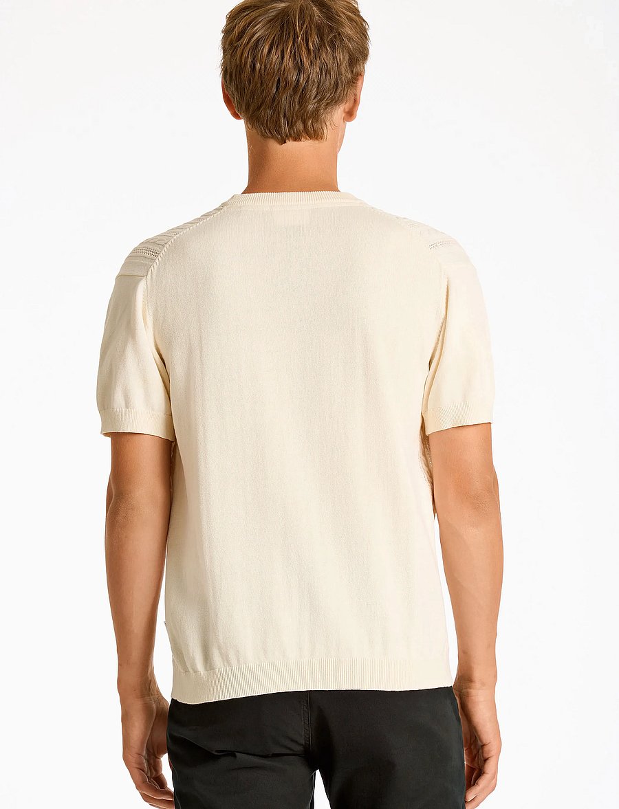Lindbergh - Knitted S/S o-neck tee - gestrickte polohemden - pearl white - 3