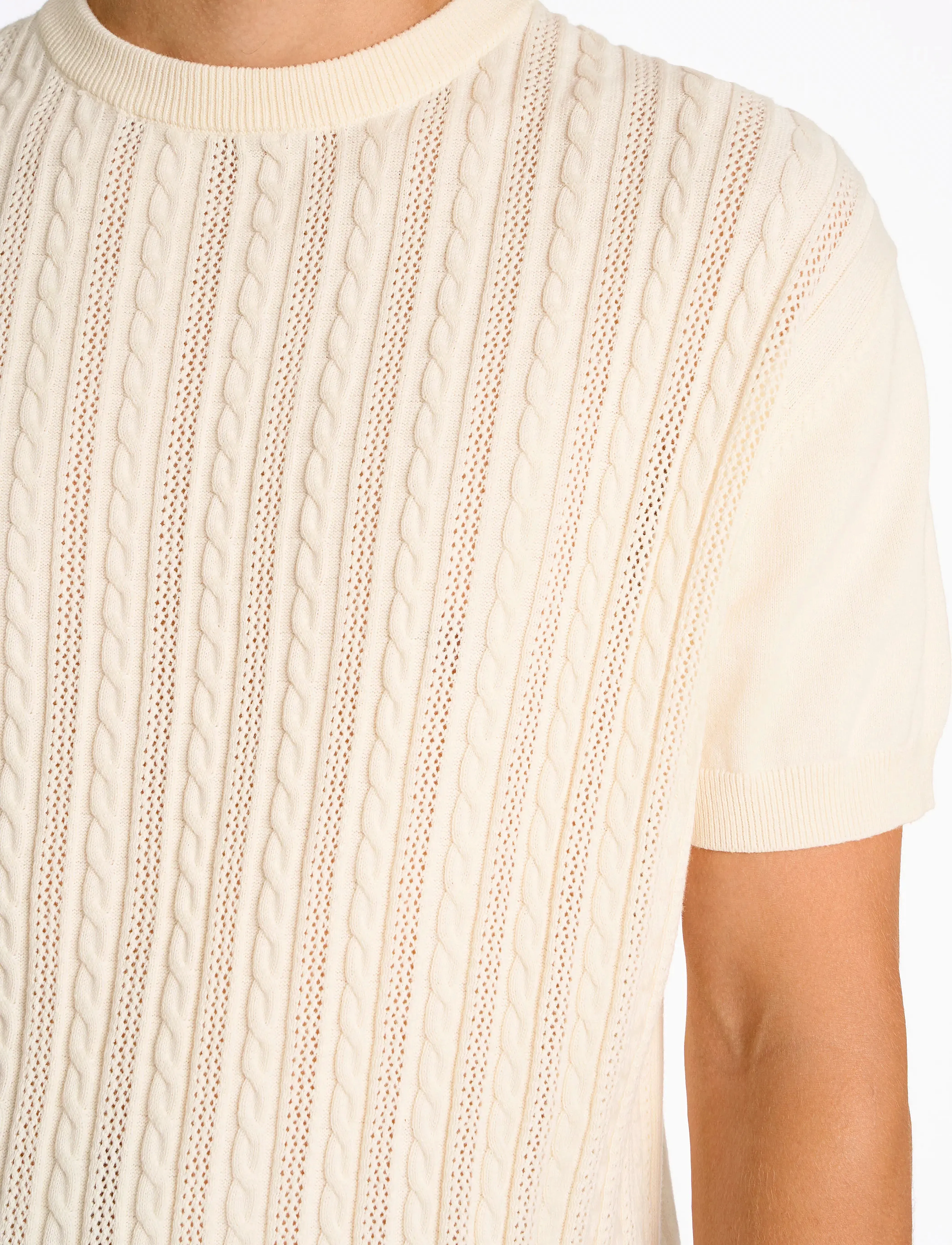 Lindbergh - Knitted S/S o-neck tee - knitted polos - pearl white - 5