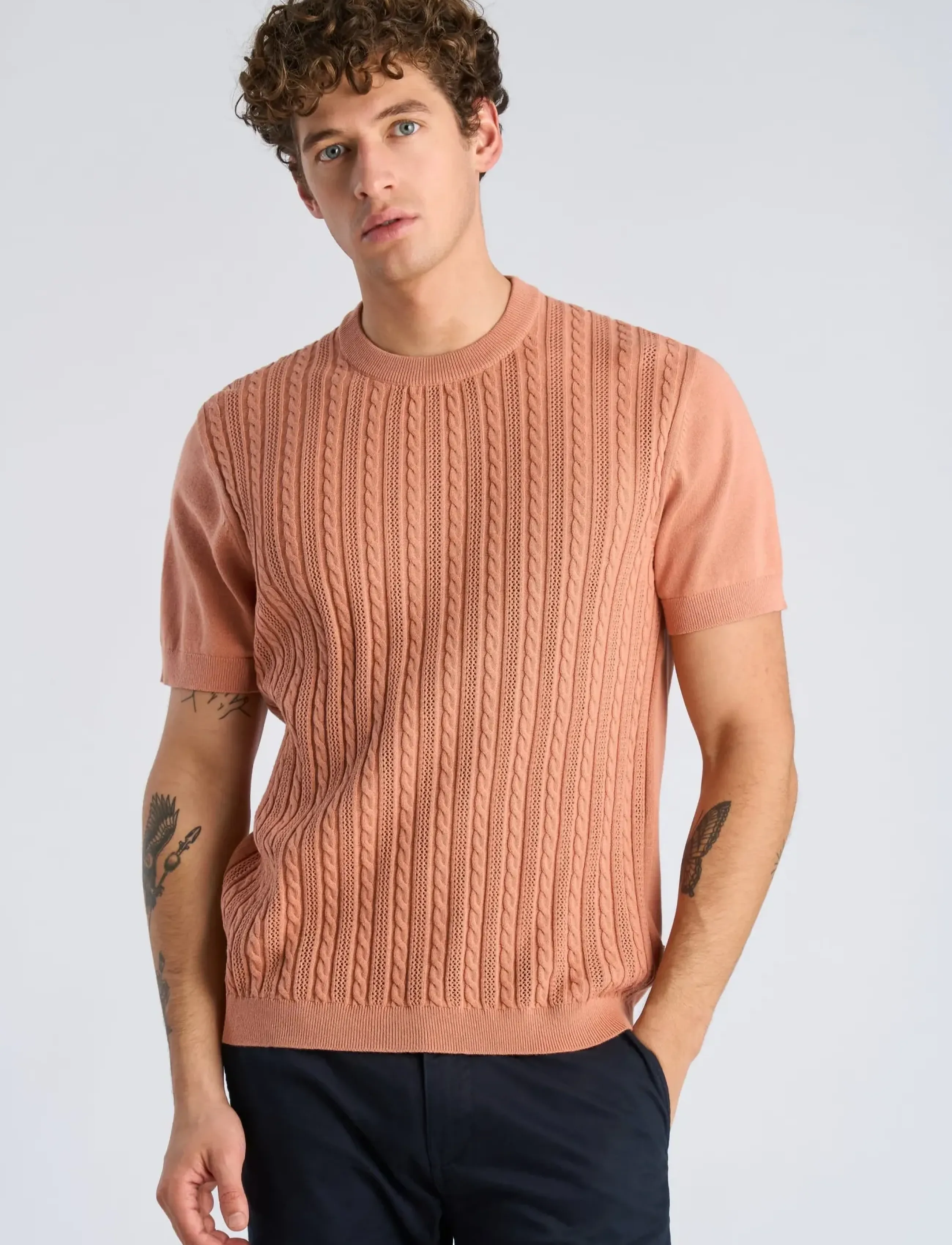 Lindbergh - Knitted S/S o-neck tee - polos en tricot - rose - 3