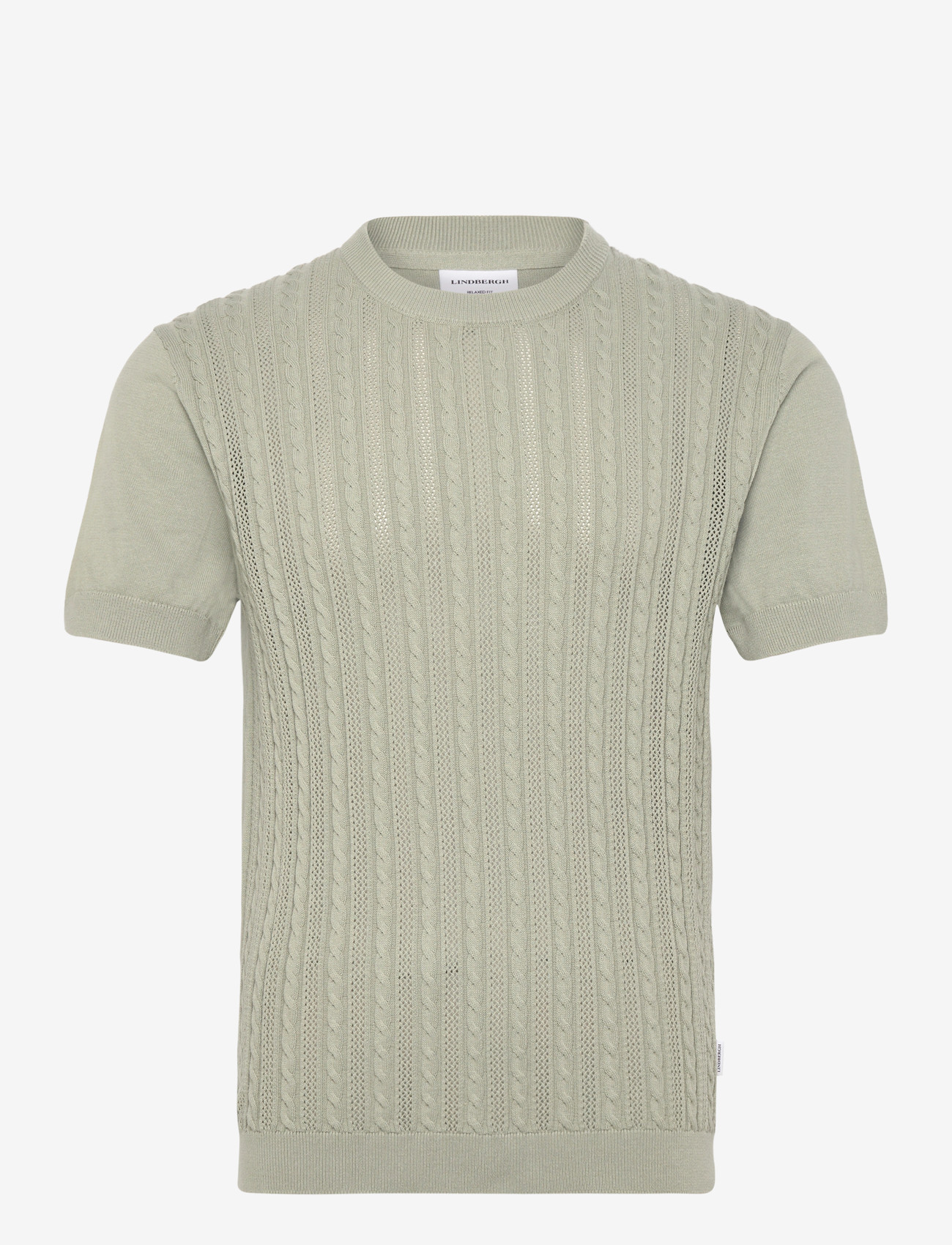 Lindbergh - Knitted S/S o-neck tee - kootud polosärgid - sage green - 1