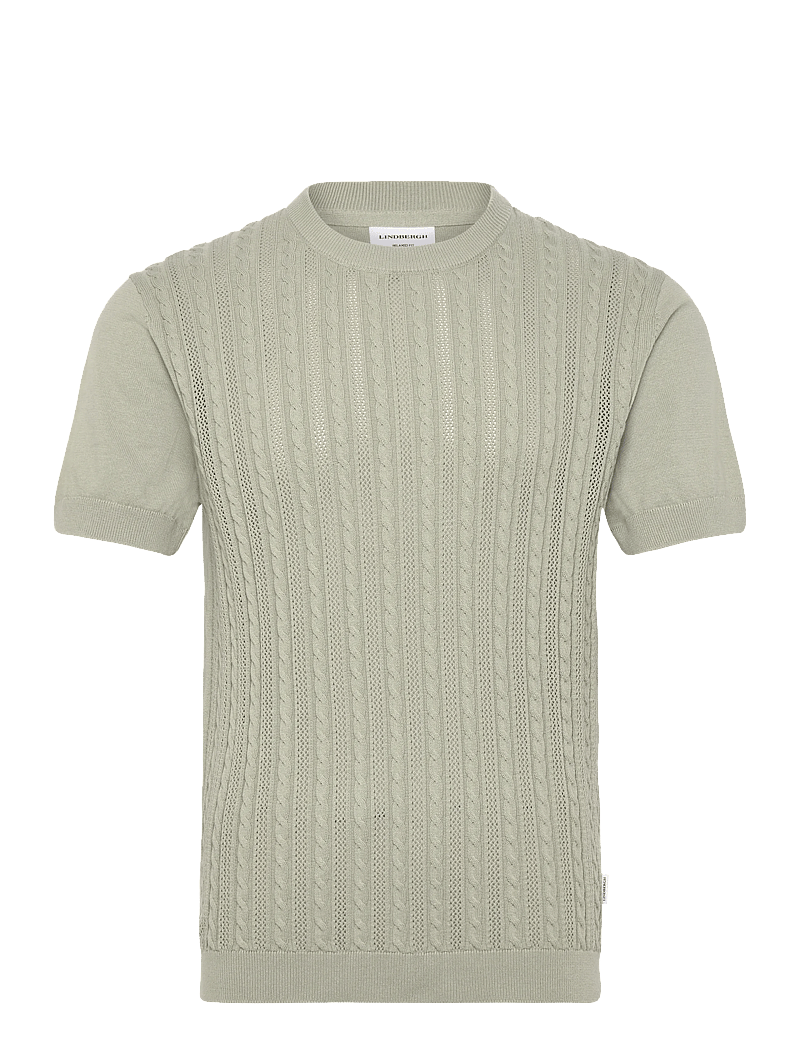Lindbergh - Knitted S/S o-neck tee - gestrickte polohemden - sage green - 1