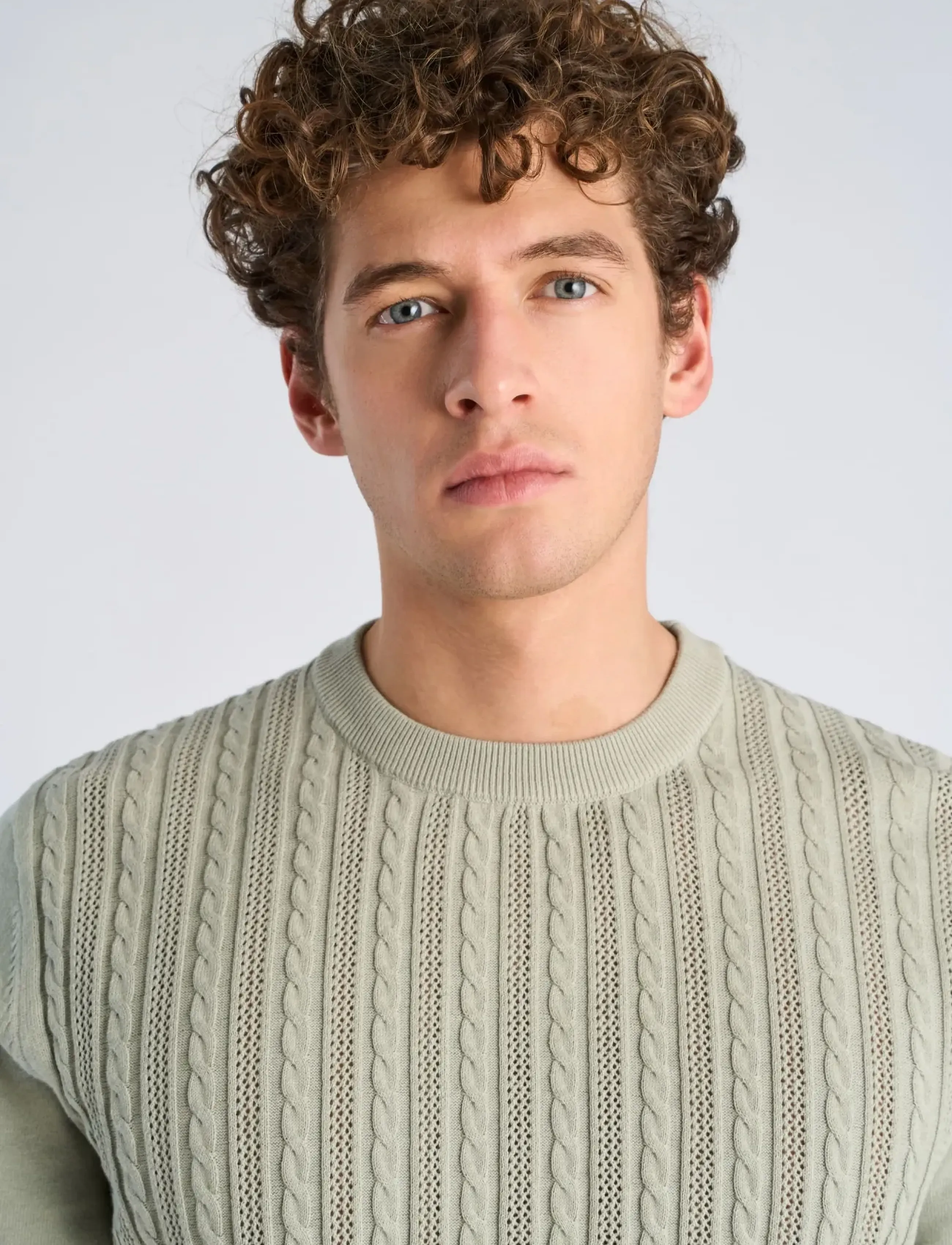 Lindbergh - Knitted S/S o-neck tee - gestrickte polohemden - sage green - 5