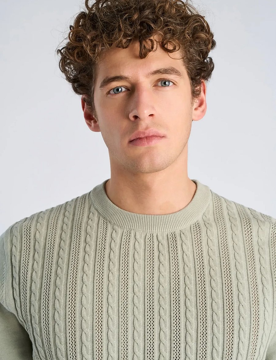 Lindbergh - Knitted S/S o-neck tee - langärmlige strick-polohemden - sage green - 5