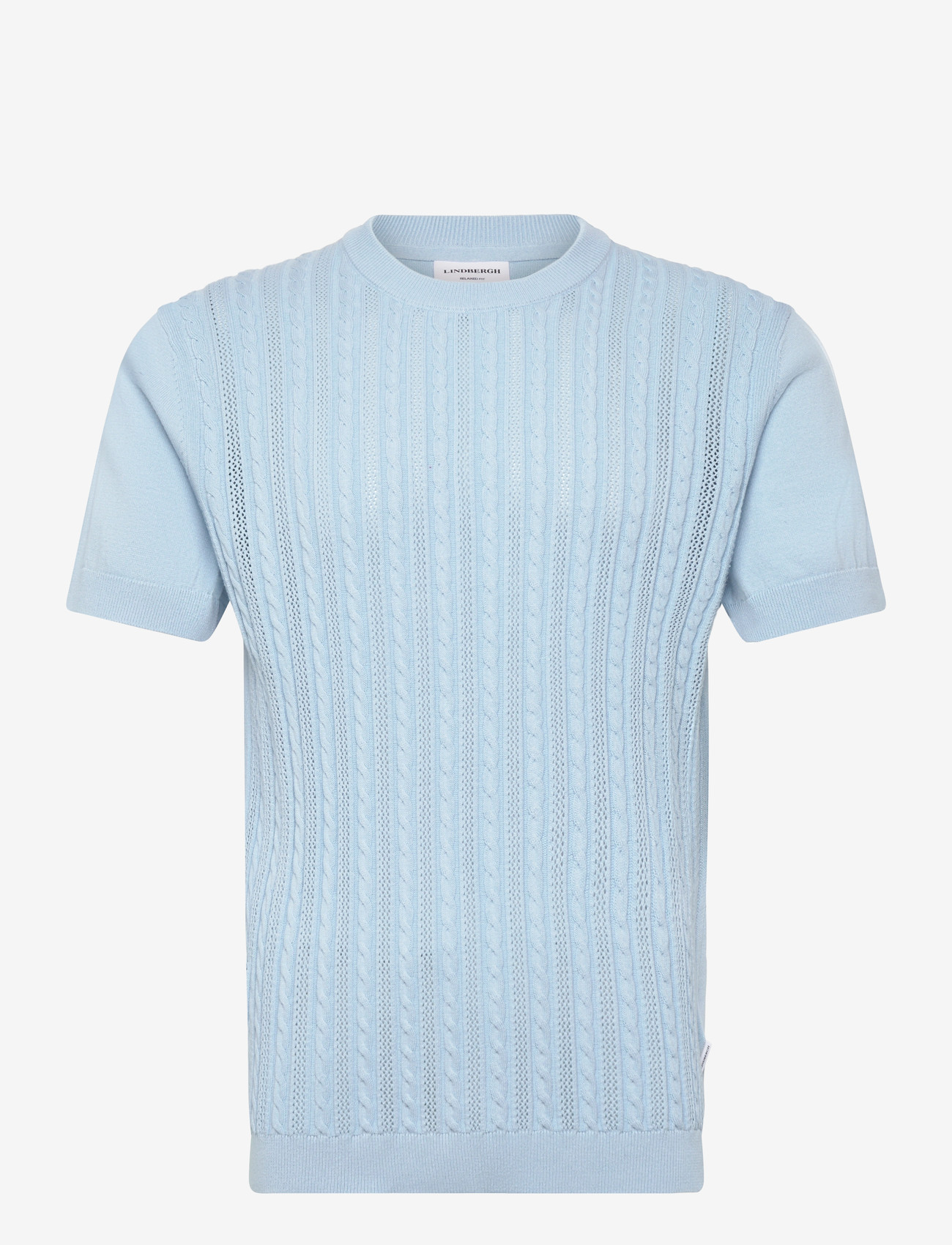 Lindbergh - Knitted S/S o-neck tee - gestrickte polohemden - sky blue - 1