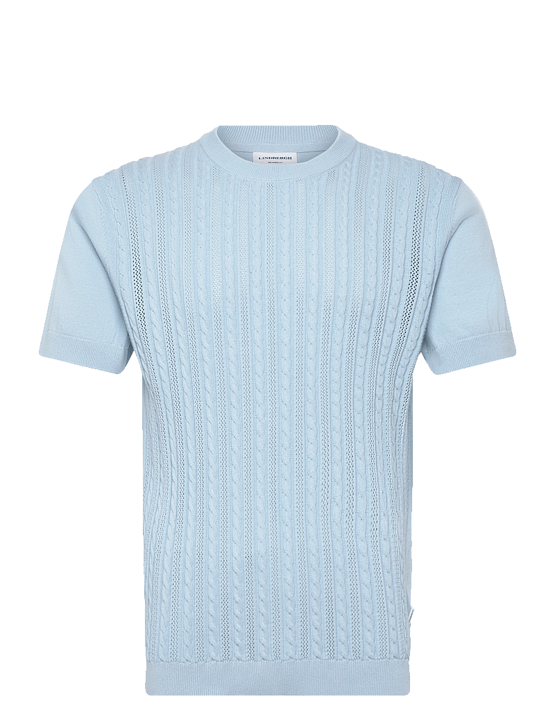Lindbergh - Knitted S/S o-neck tee - gestrickte polohemden - sky blue - 1