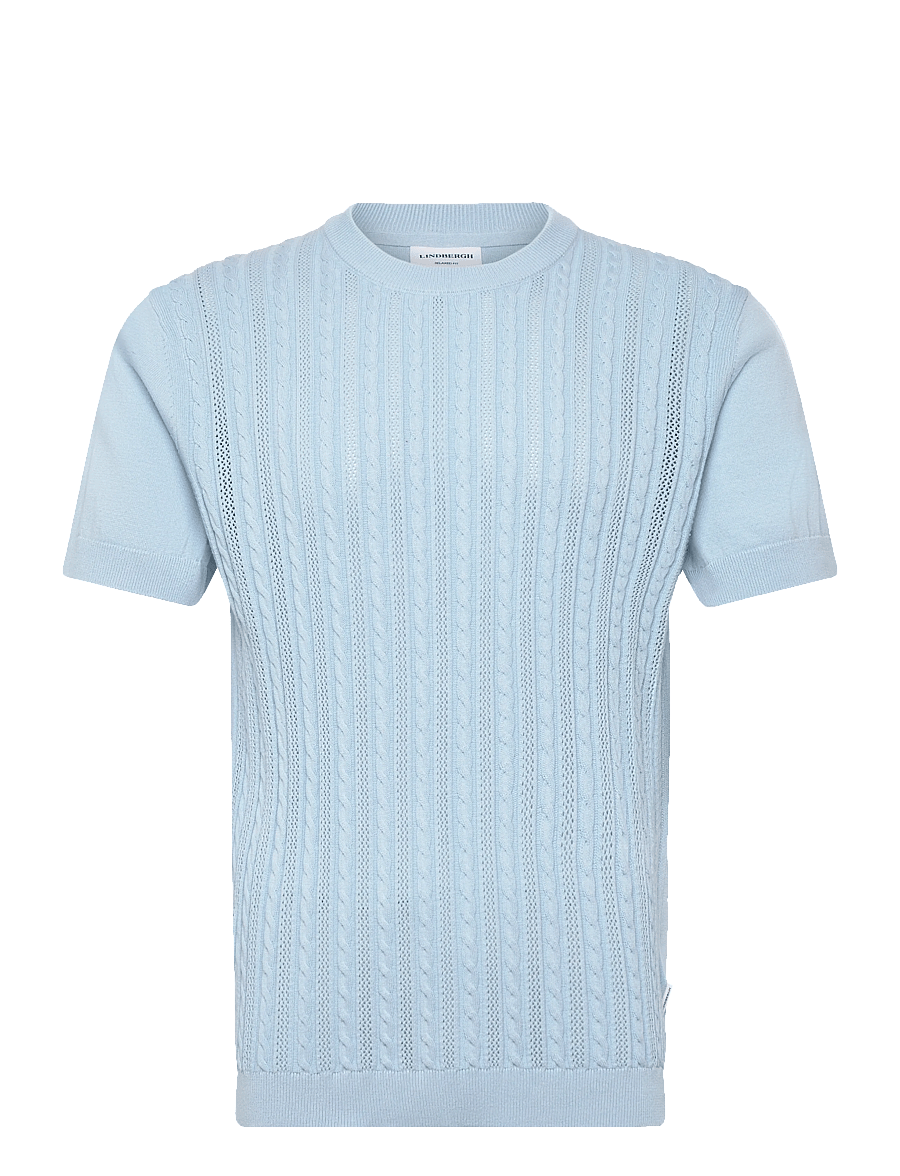 Lindbergh - Knitted S/S o-neck tee - gestrickte polohemden - sky blue - 1