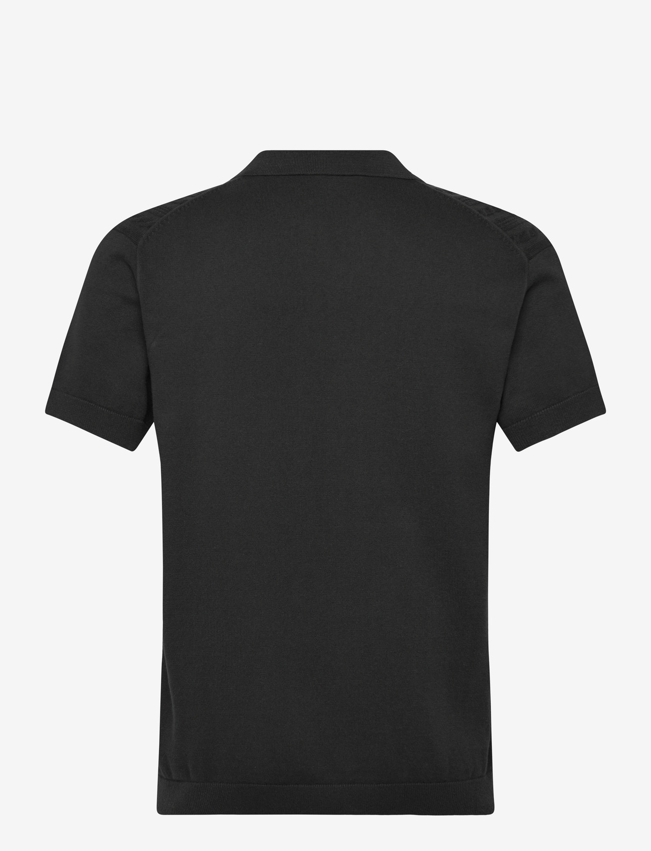 Lindbergh - Knitted S/S cable v-neck polo - stickade pikéer - black - 2