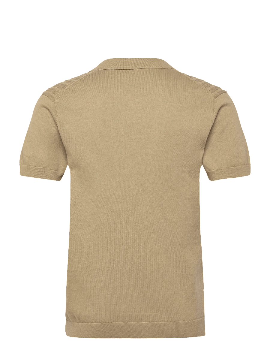 Lindbergh - Knitted S/S cable v-neck polo - knitted polos - dusty green - 2