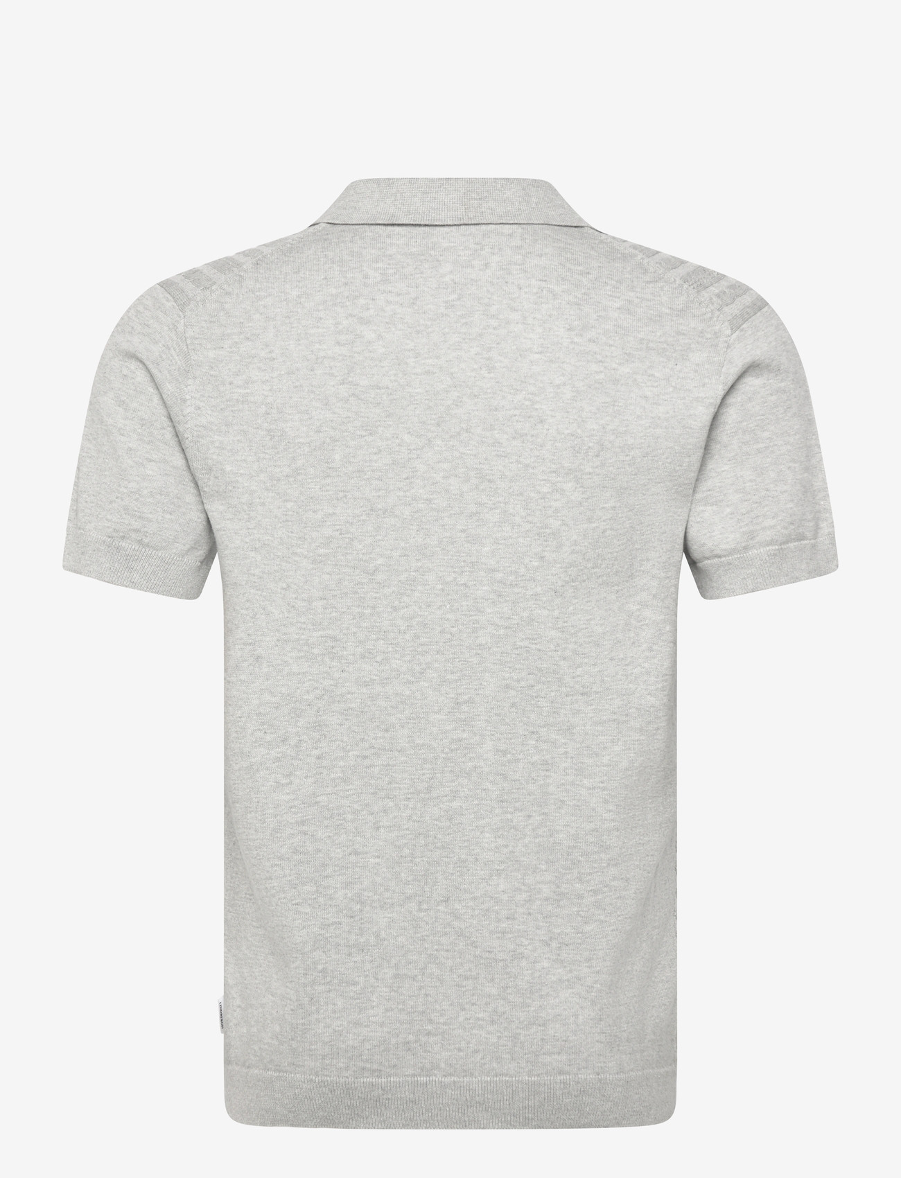 Lindbergh - Knitted S/S cable v-neck polo - kootud polosärgid - grey mel - 2