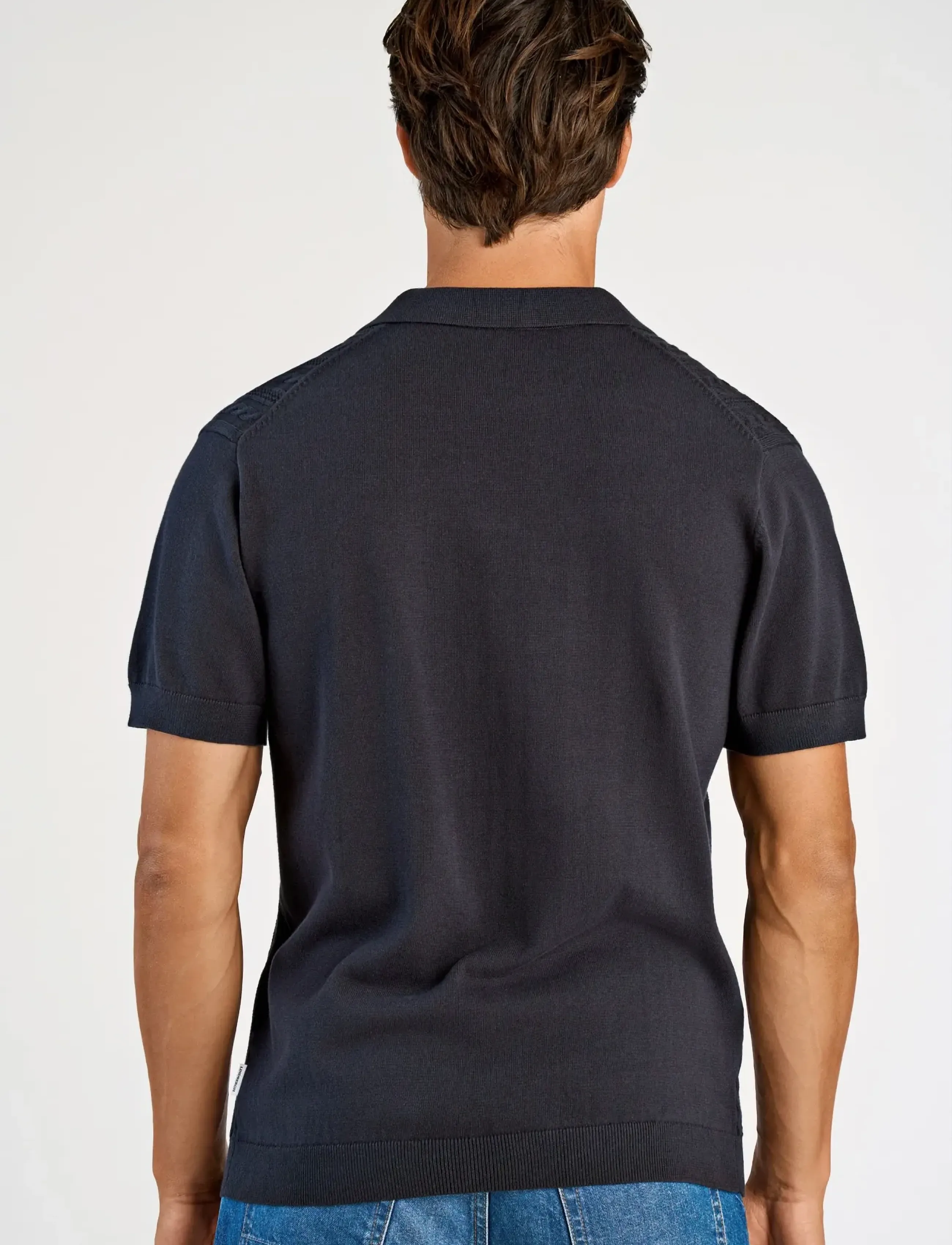 Knitted S/S Cable V-Neck Polo 3