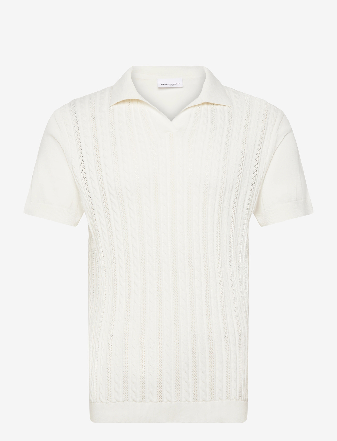 Lindbergh - Knitted S/S cable v-neck polo - polostrik - pearl white - 1