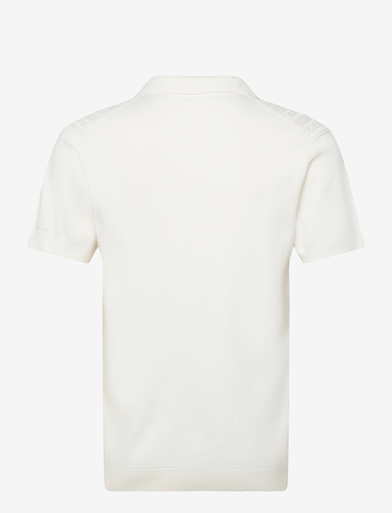 Lindbergh - Knitted S/S cable v-neck polo - polostrik - pearl white - 2
