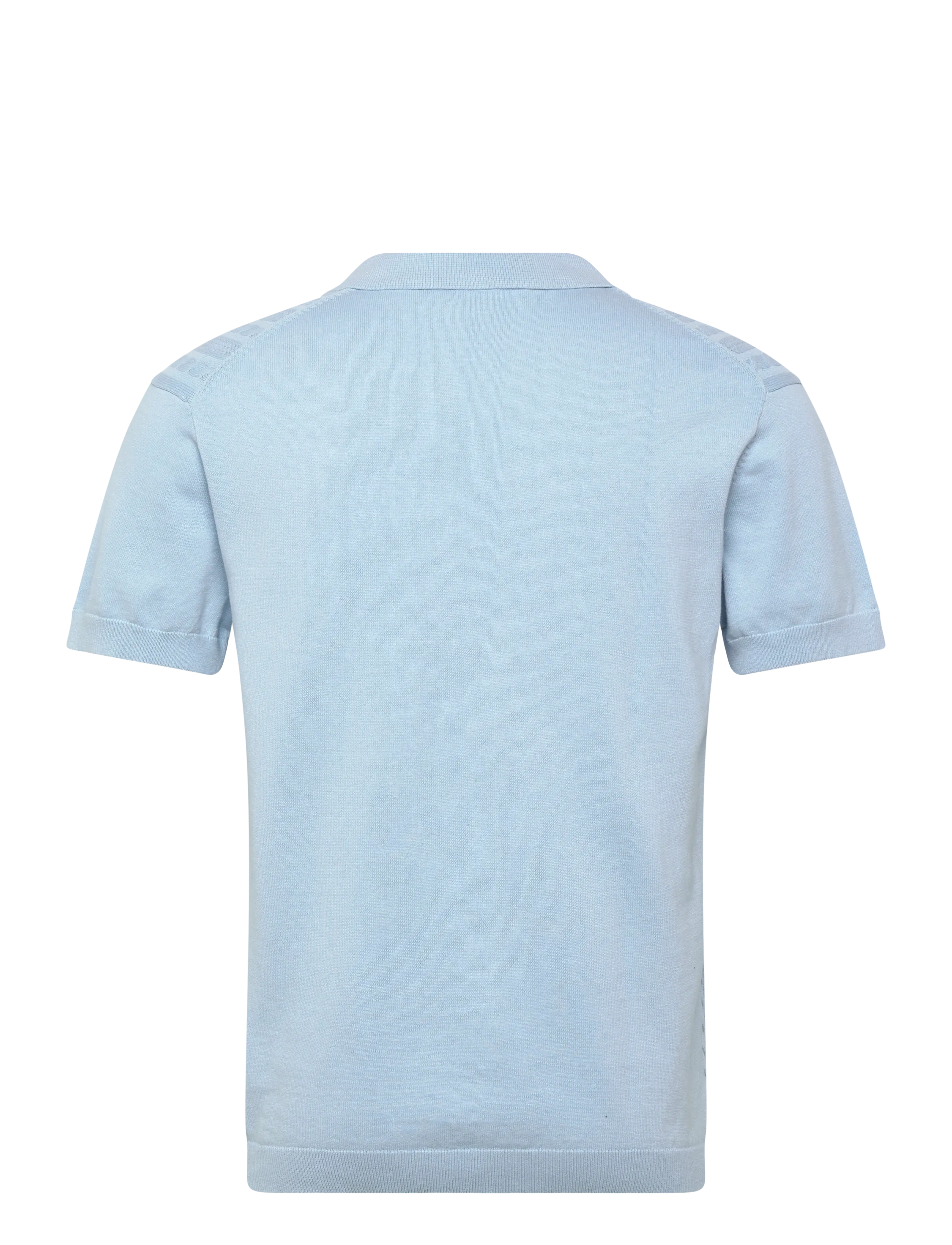 Lindbergh - Knitted S/S cable v-neck polo - knitted polos - sky blue - 2